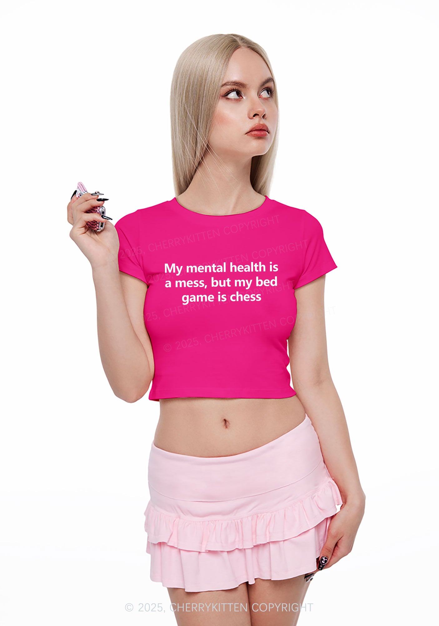 My Mental Health Is Mess Y2K Baby Tee Cherrykitten