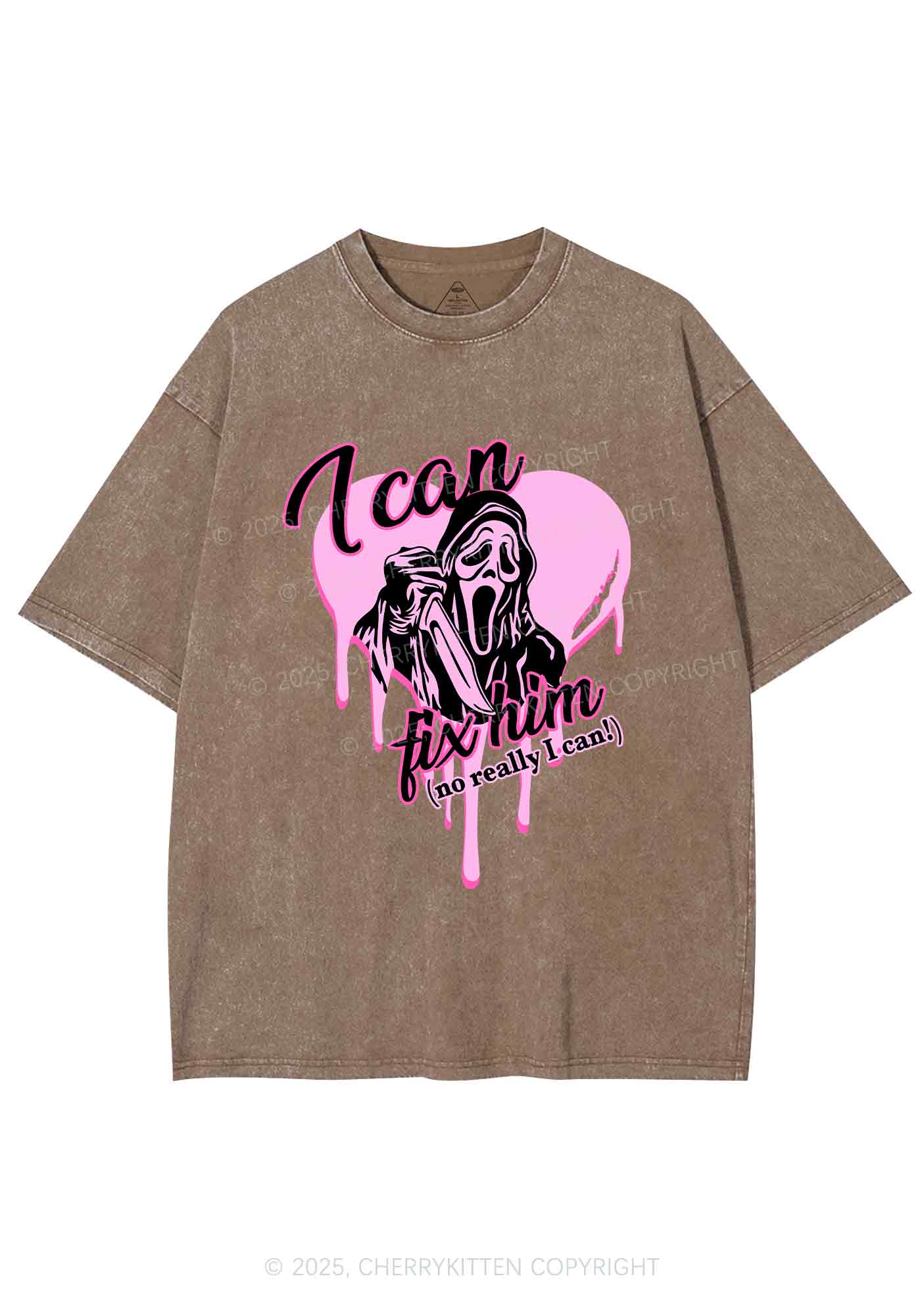 Halloween Ghost Fix Him Y2K Washed Tee Cherrykitten