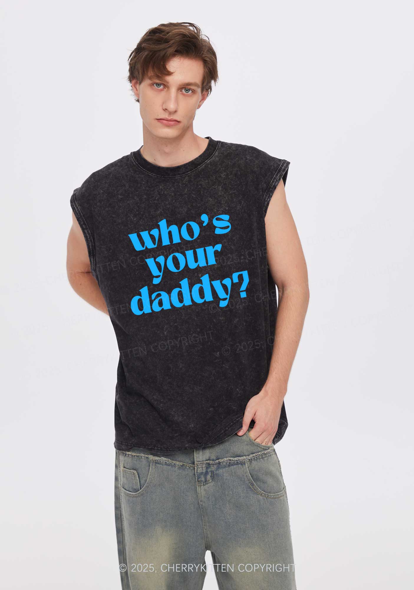 Whos Your Daddy Y2K Washed Muscle Tank Cherrykitten