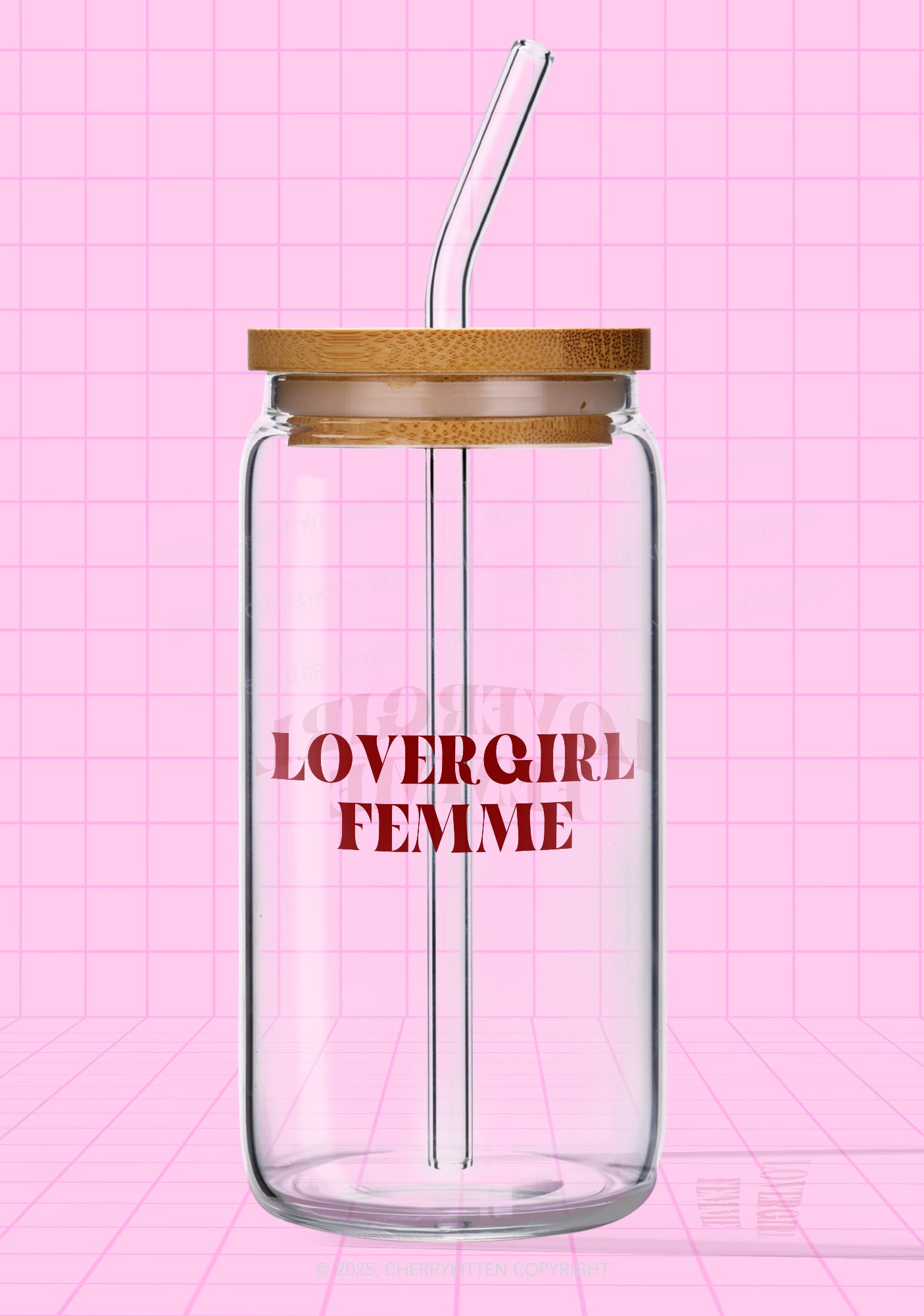 Lovergirl Femme Pride Y2K Printed Glass Cup Cherrykitten