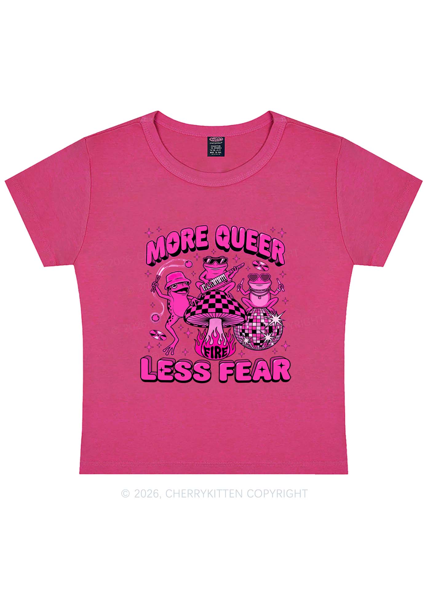 More Queer Less Fear Pride Y2K Baby Tee Cherrykitten
