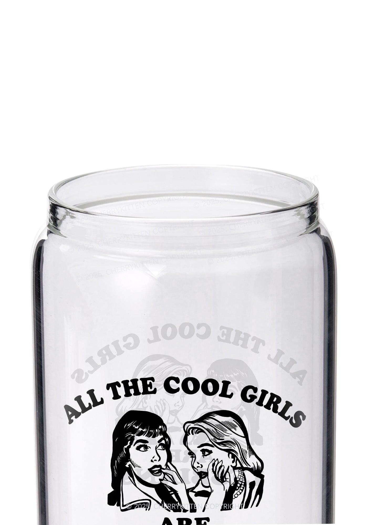 Cool Girls Lesbians Pride Y2K Printed Glass Cup Cherrykitten