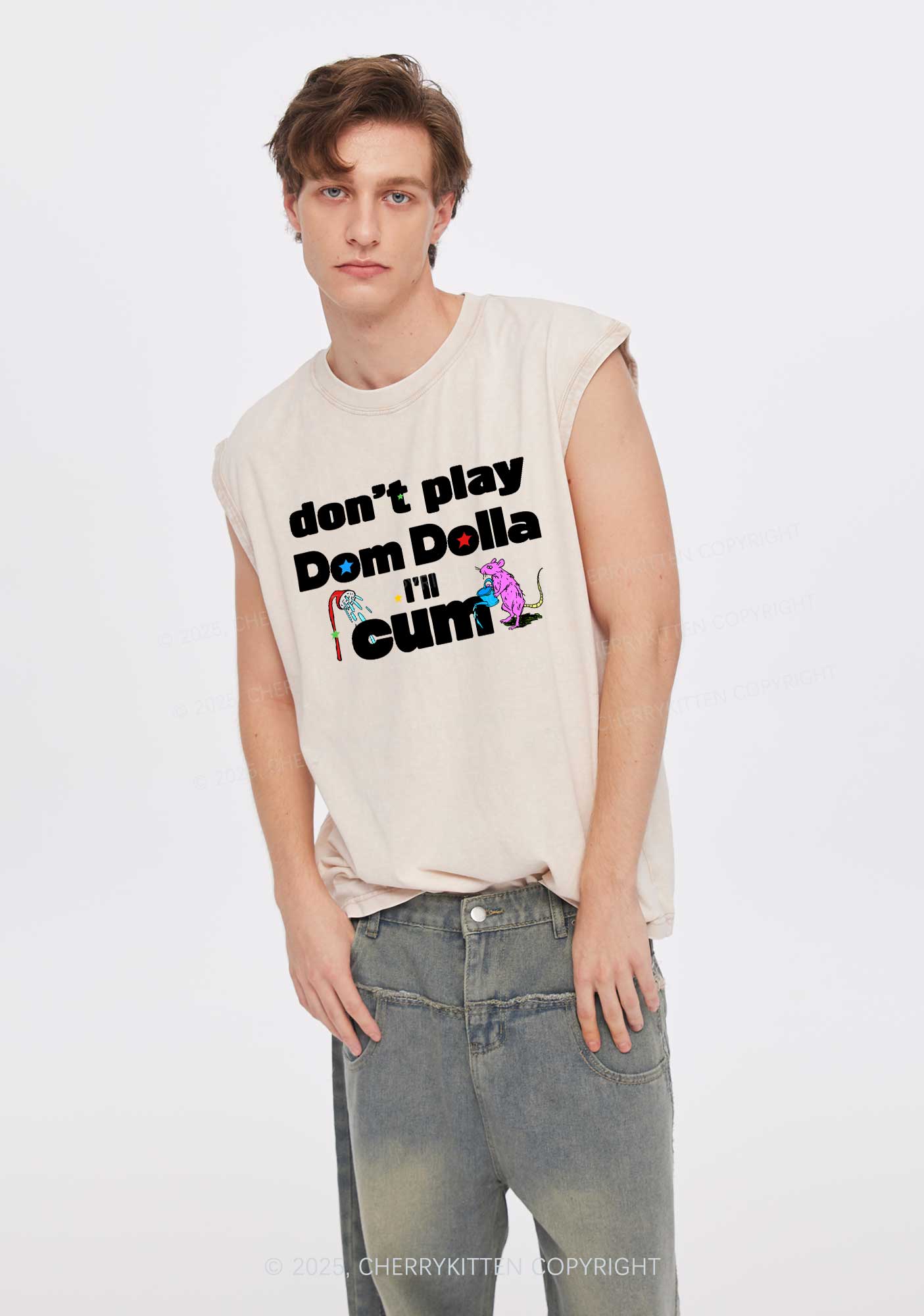 Do Not Play Dom Y2K Washed Muscle Tank Cherrykitten