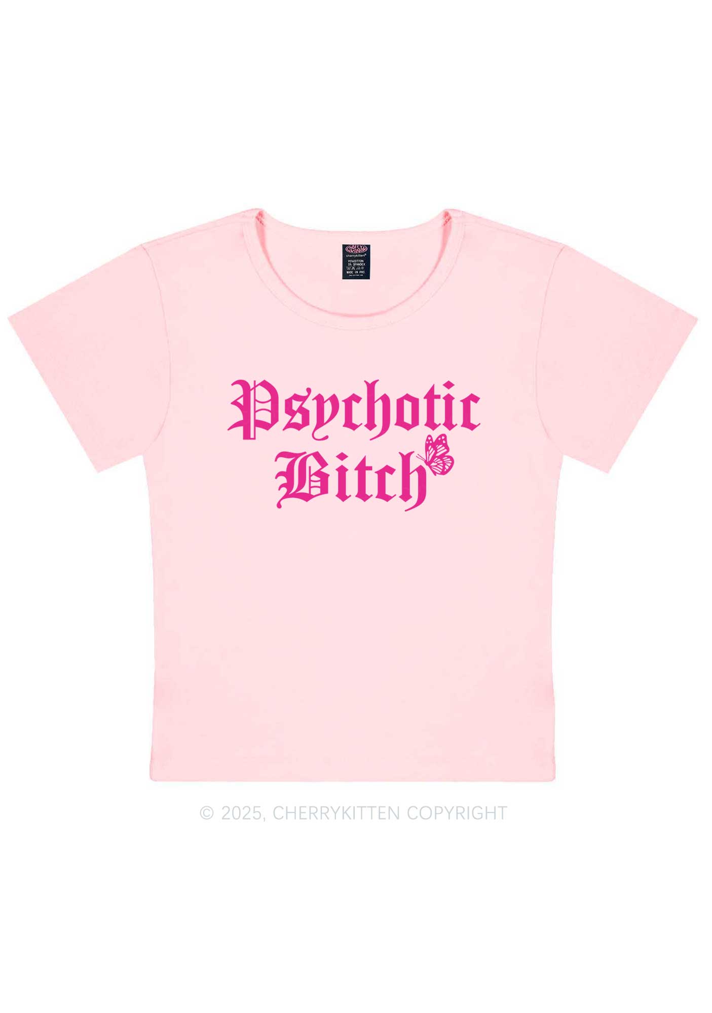Psychotic Bxxch Y2K Baby Tee Cherrykitten