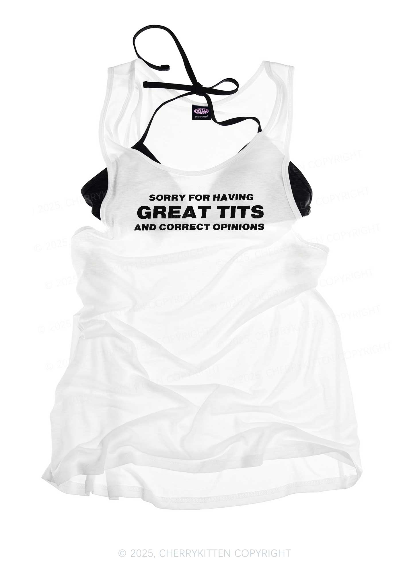 Sorry For Having Correct Opinions Y2K Sheer Boyfriend Tank Cherrykitten