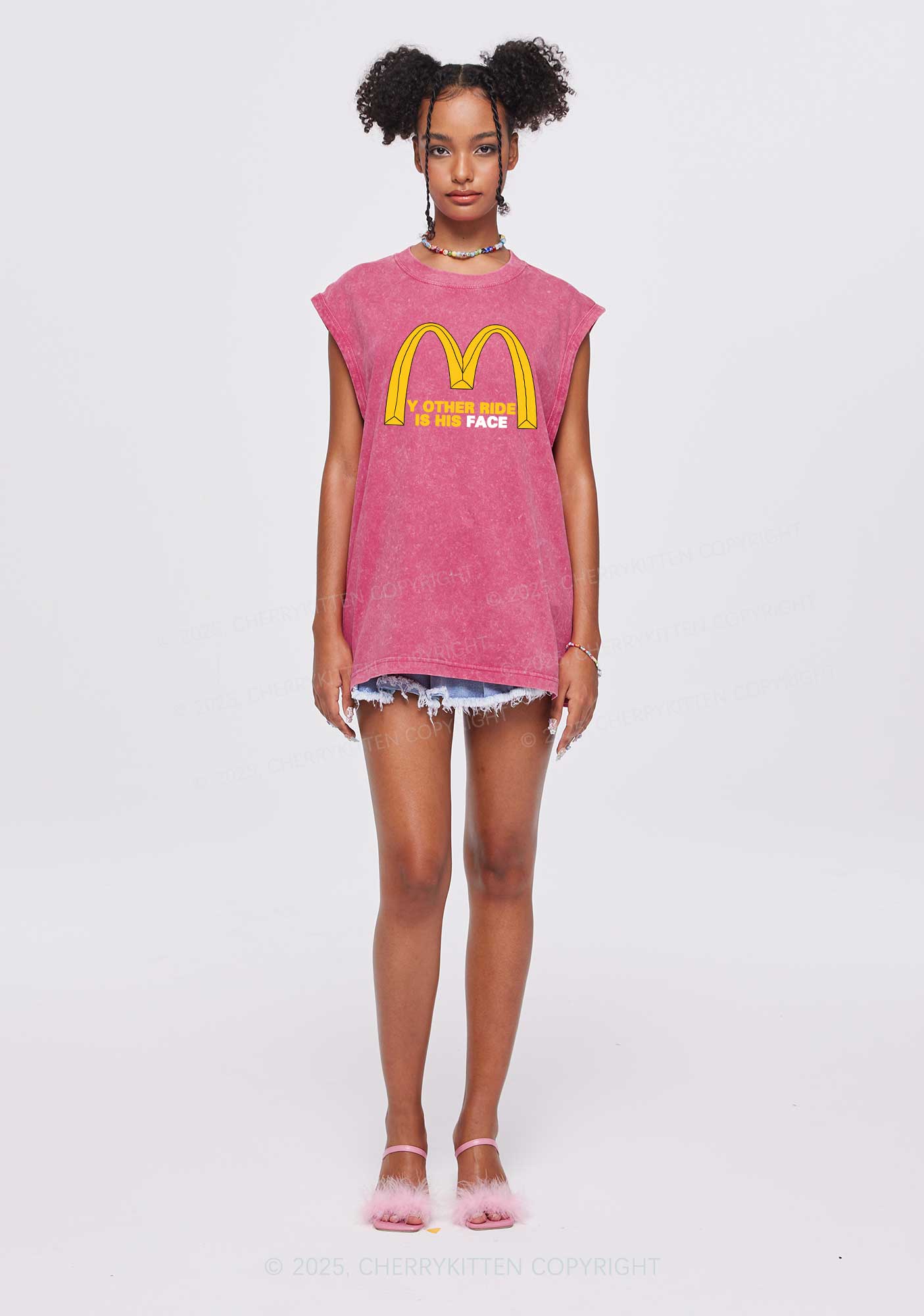 Ride His Face Y2K Washed Muscle Tank Cherrykitten