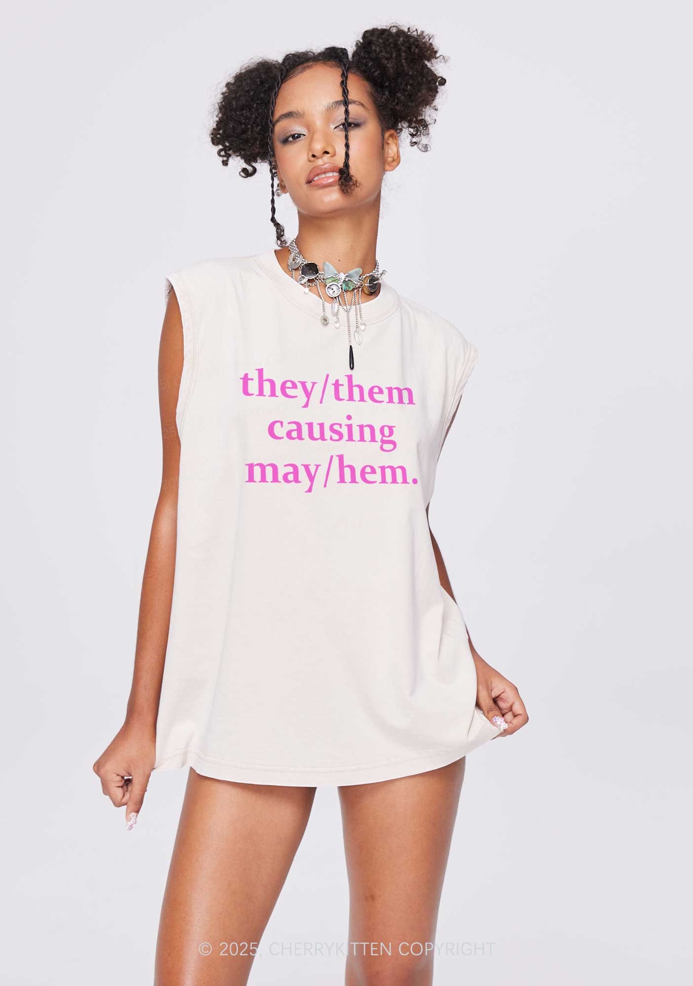 They Causing May Pride Y2K Washed Muscle Tank Cherrykitten
