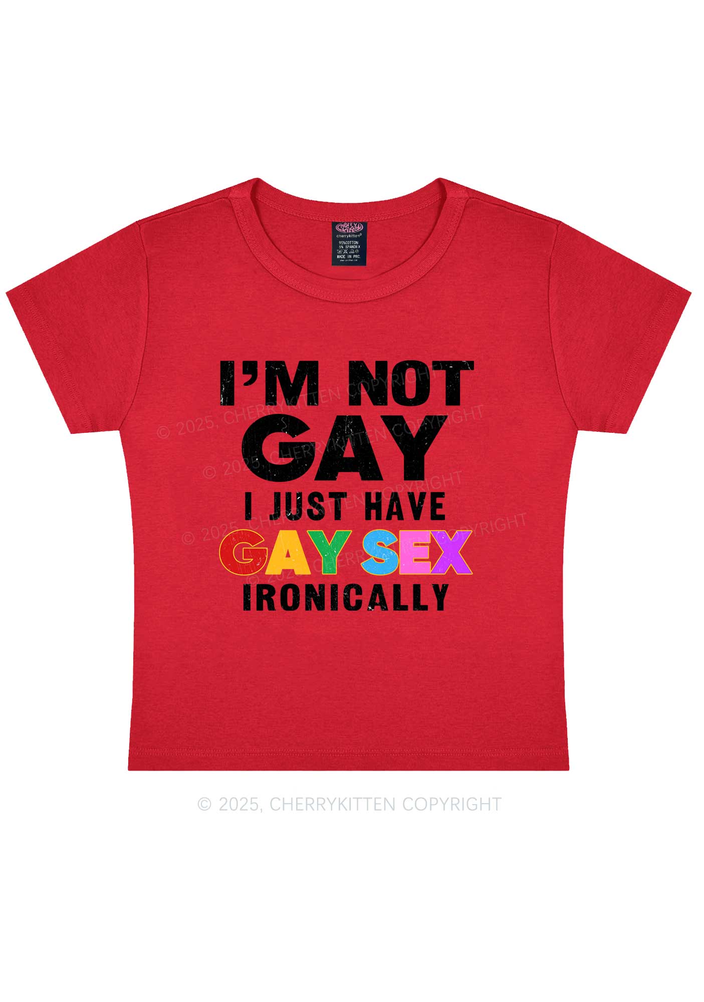 Gay Sx Ironically Pride Y2K Baby Tee Cherrykitten