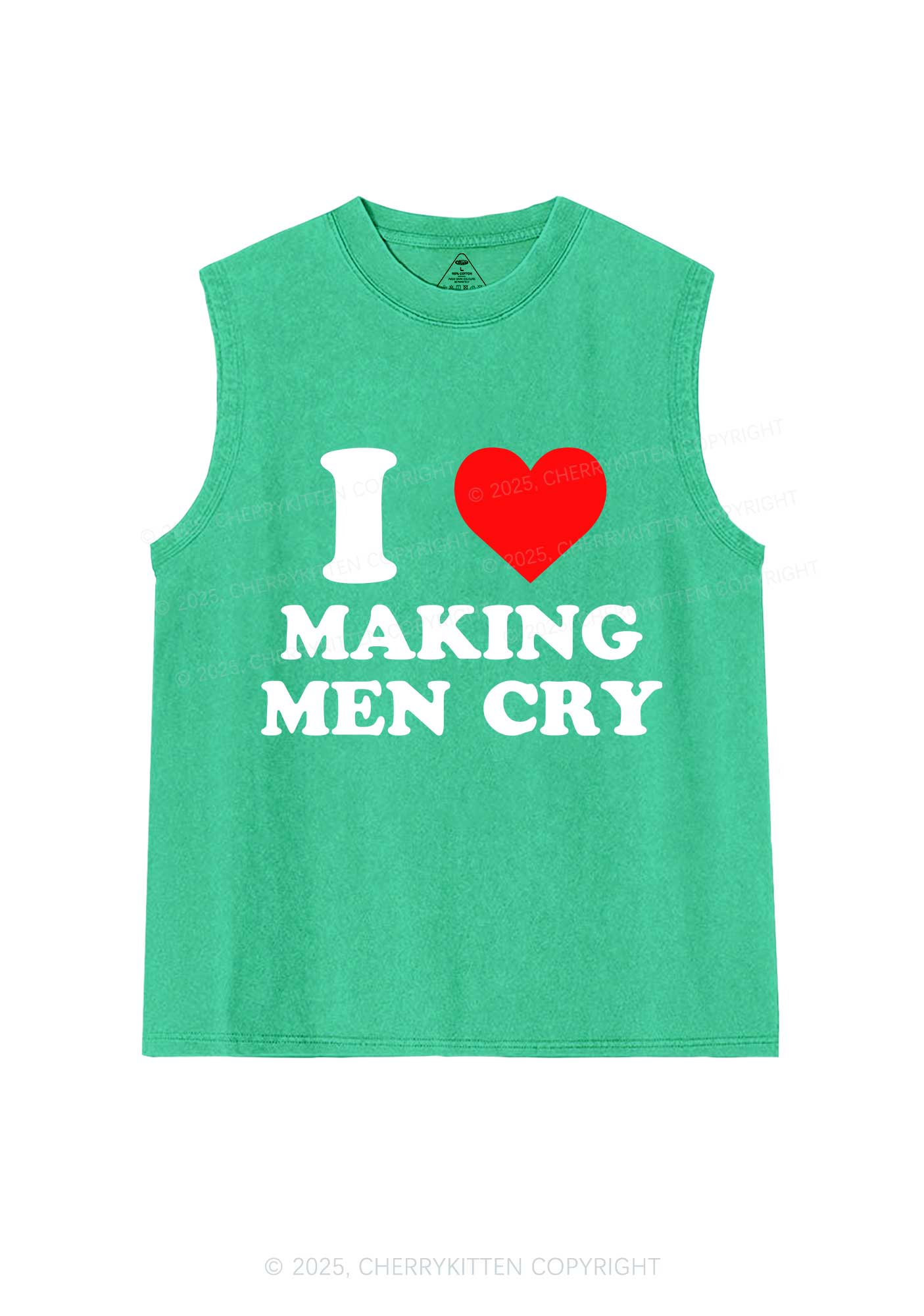 I Love Making Men Cry Y2K Washed Muscle Tank Cherrykitten