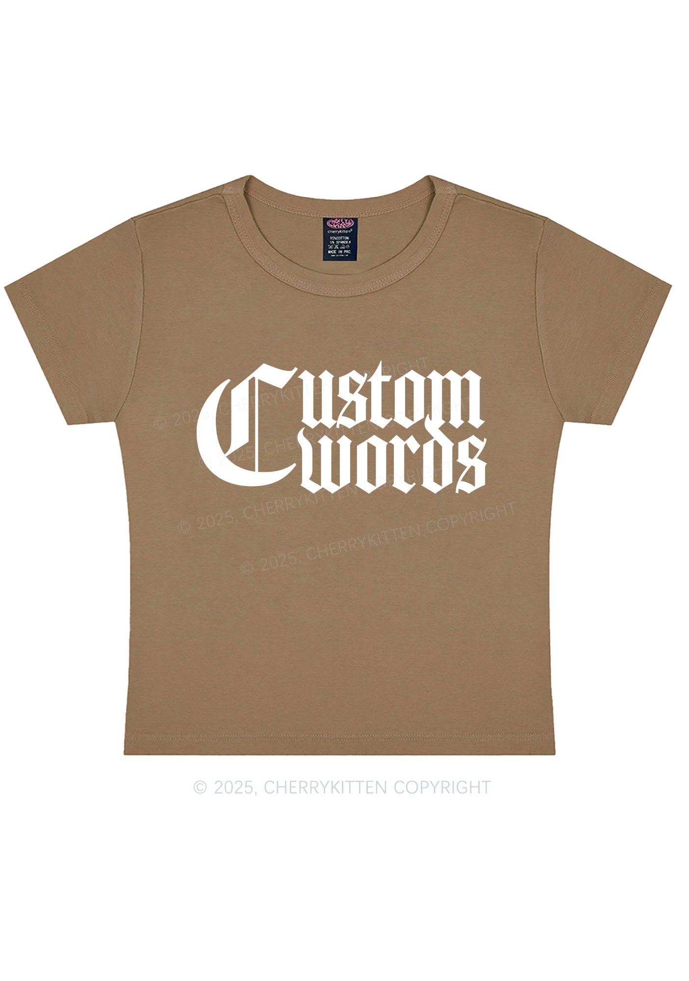 Custom Text Gothic Font Y2K Baby Tee Cherrykitten