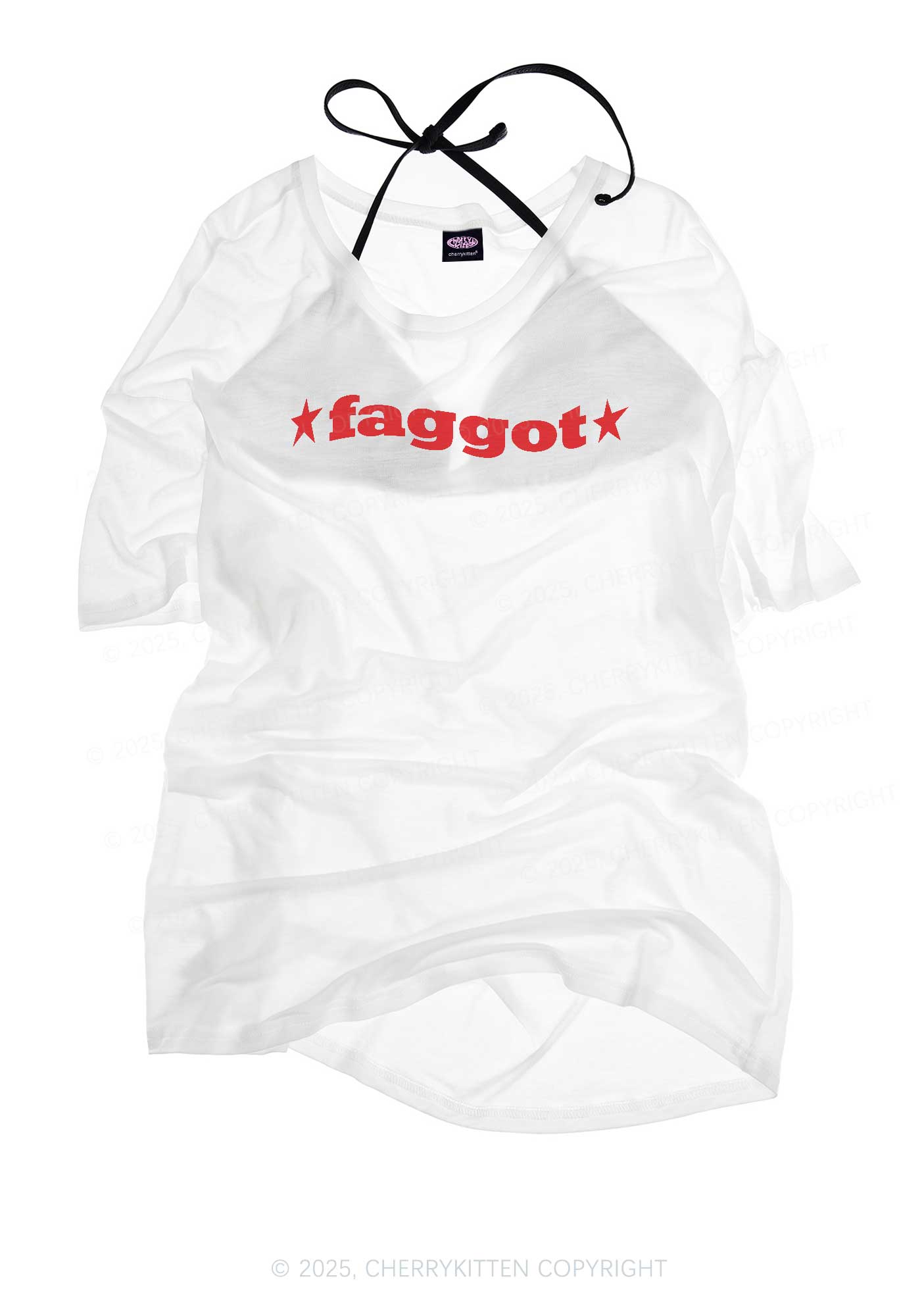 Red Faggot Pride Y2K Sheer Boyfriend Tee Cherrykitten