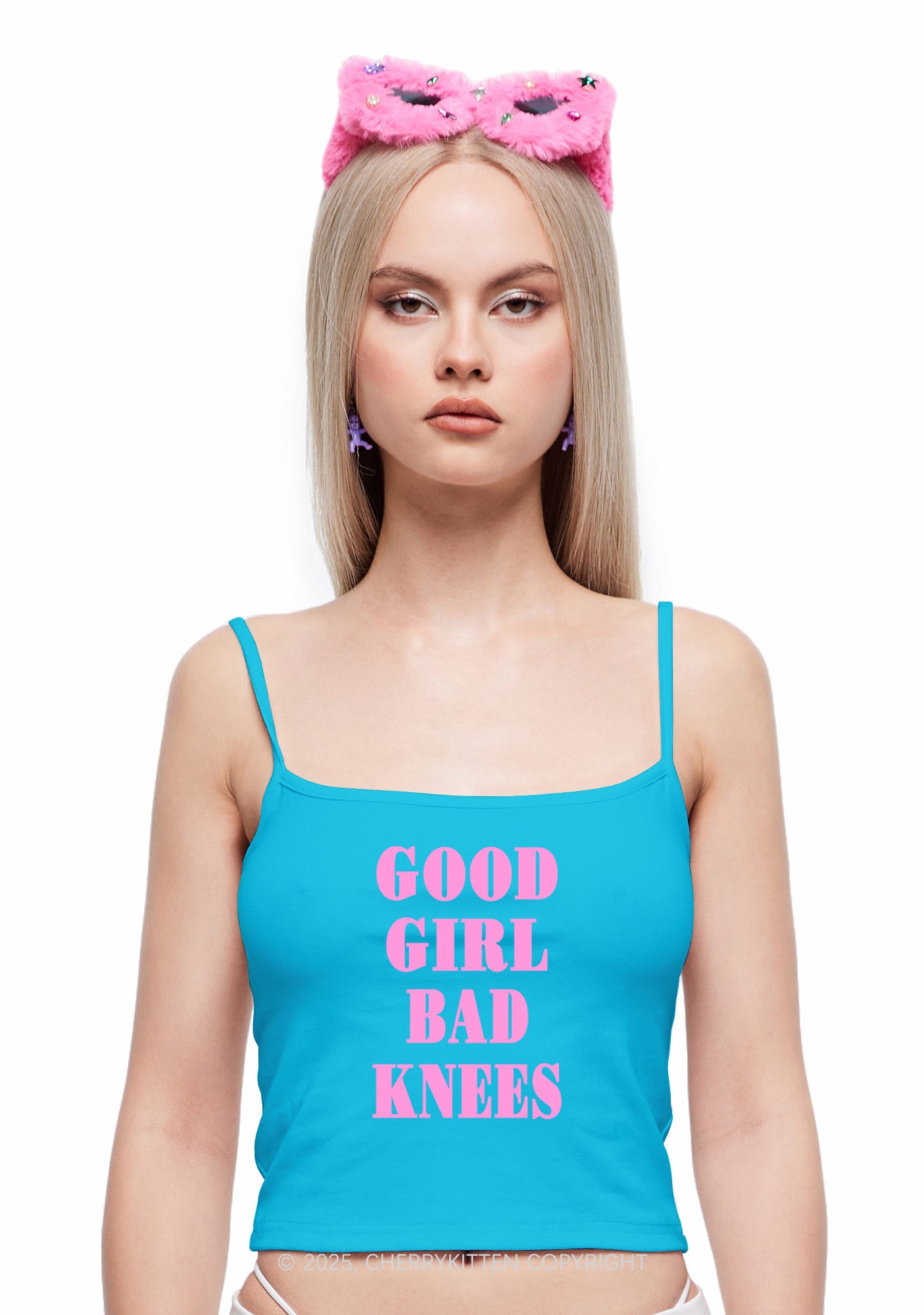 Good Girl Bad Knees Y2K Spaghetti Strap Cami Cherrykitten