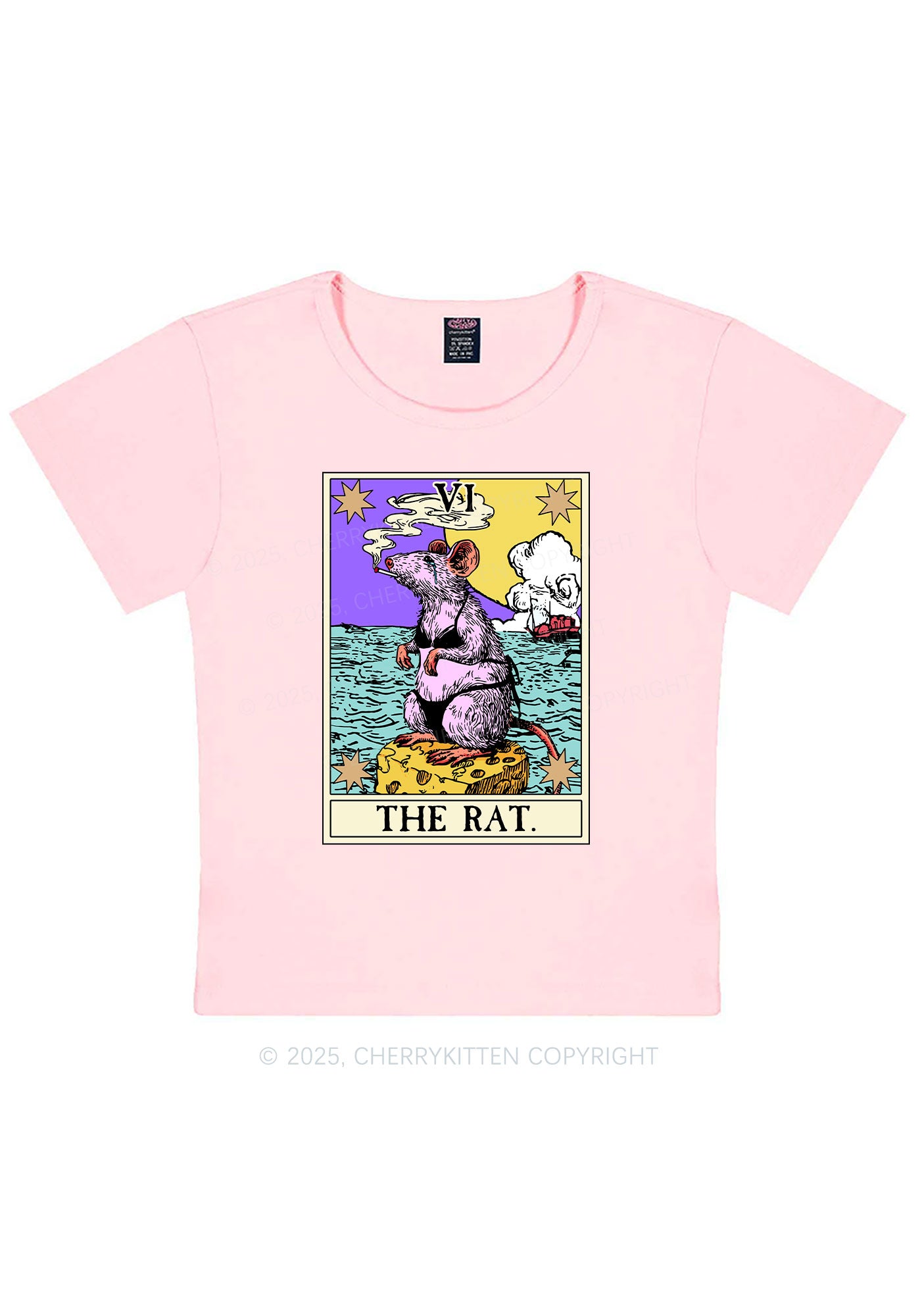 The Rat Smoking Y2K Baby Tee Cherrykitten