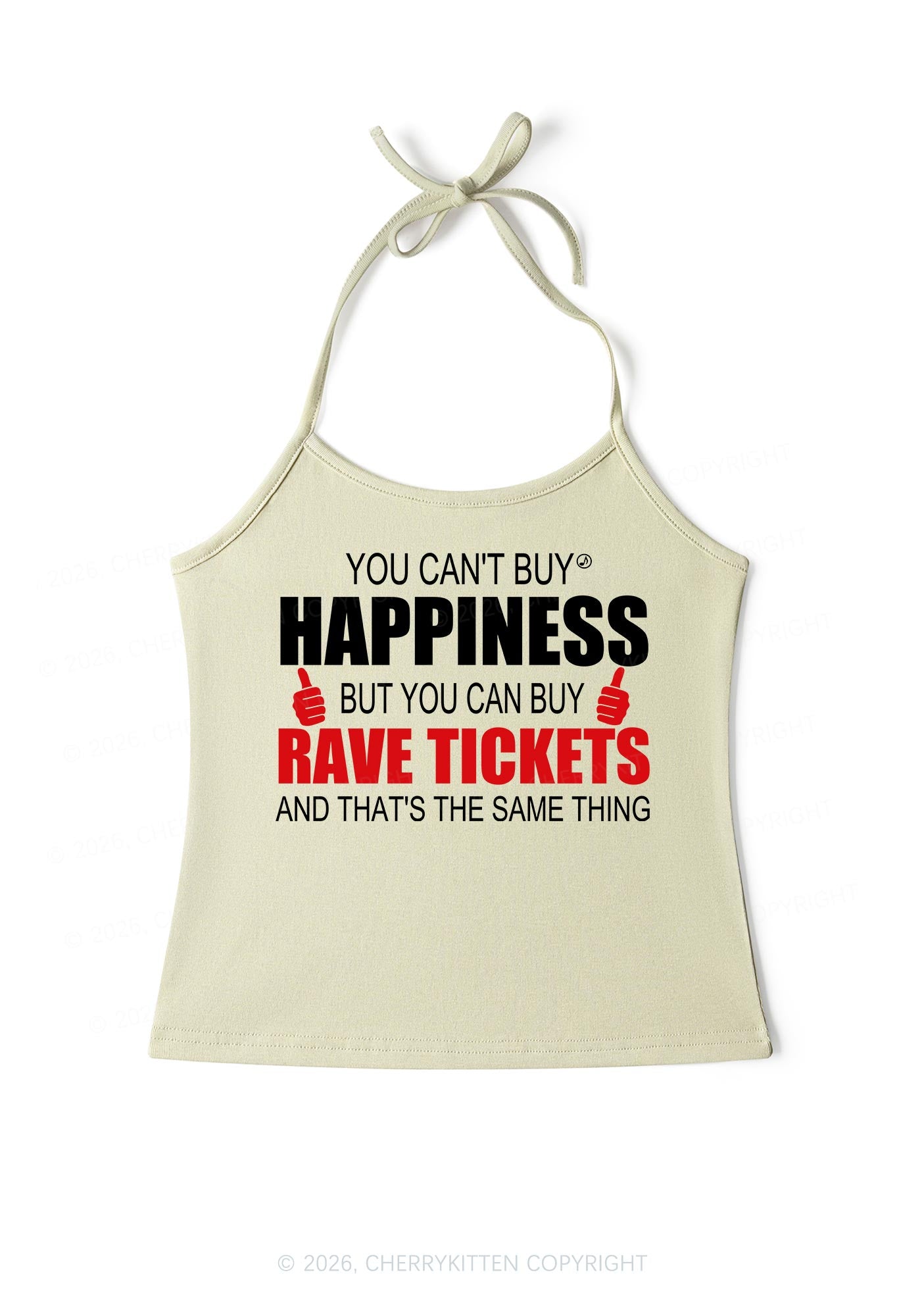Happiness Rave Tickets Y2K Halter Neck Cami Cherrykitten