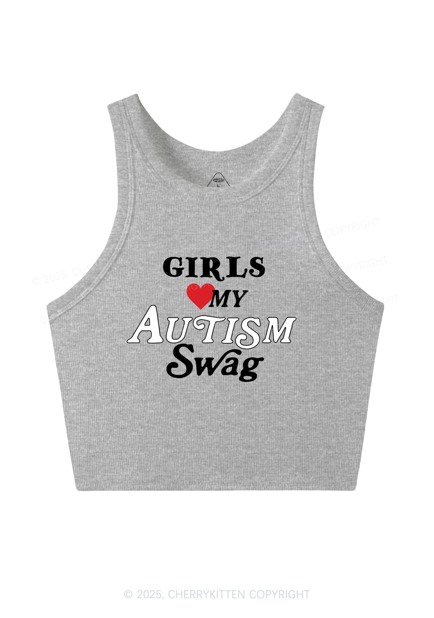 Girls Love Autism Swag Y2K Crop Tank Top Cherrykitten