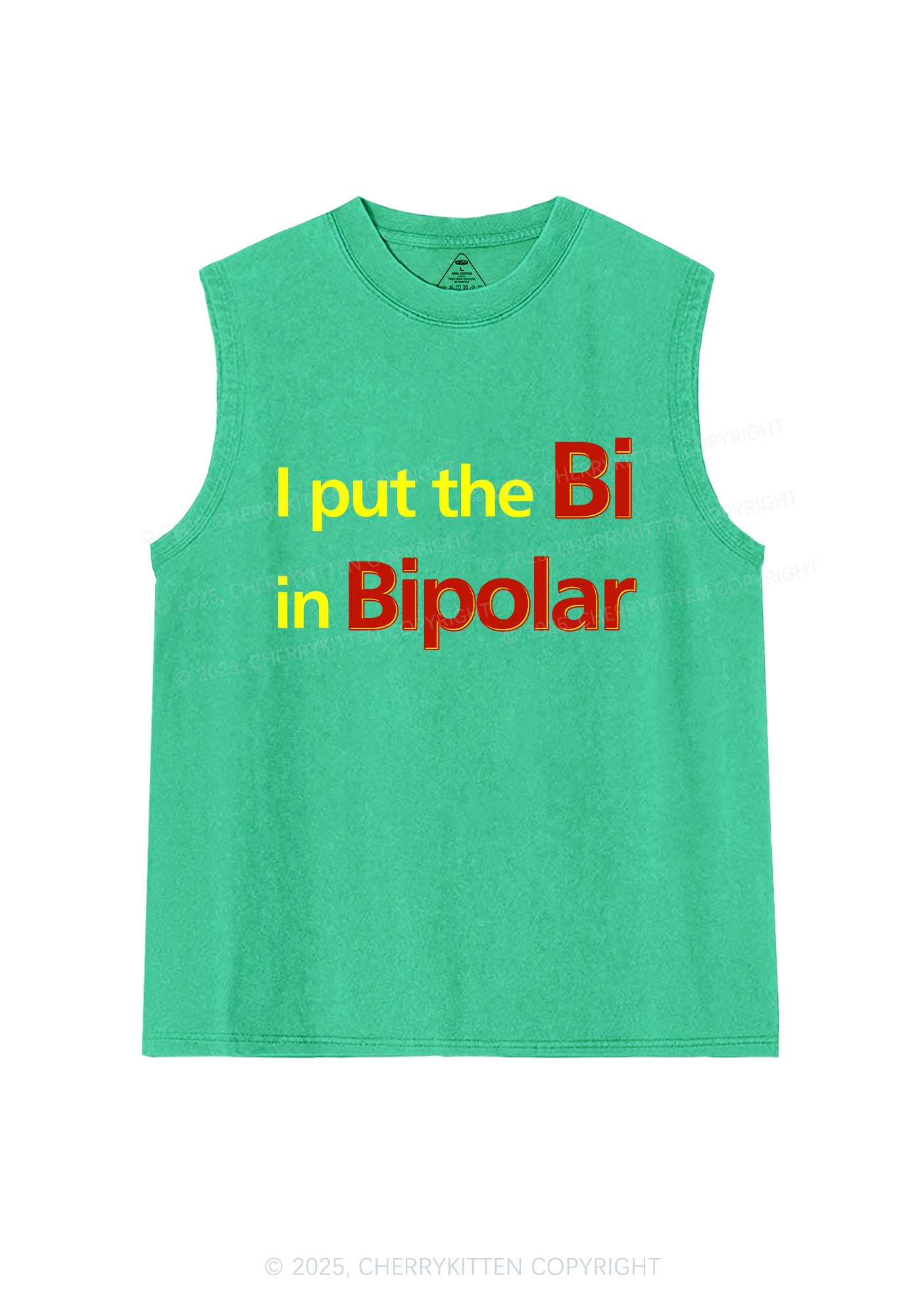 Bi In Bipolar Y2K Washed Muscle Tank Cherrykitten