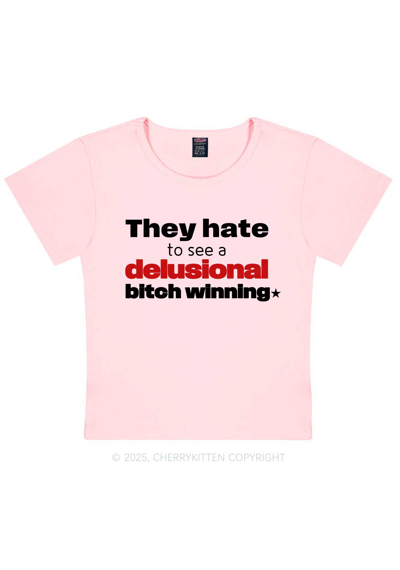 Delusional Bxtch Winning Y2K Baby Tee Cherrykitten