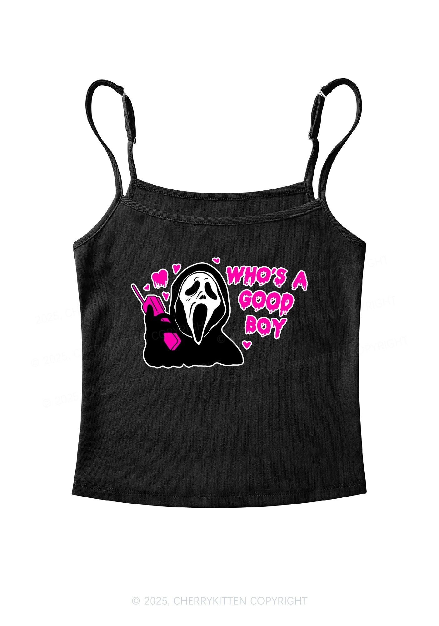 Halloween Whos Good Boy Y2K Spaghetti Strap Cami Cherrykitten
