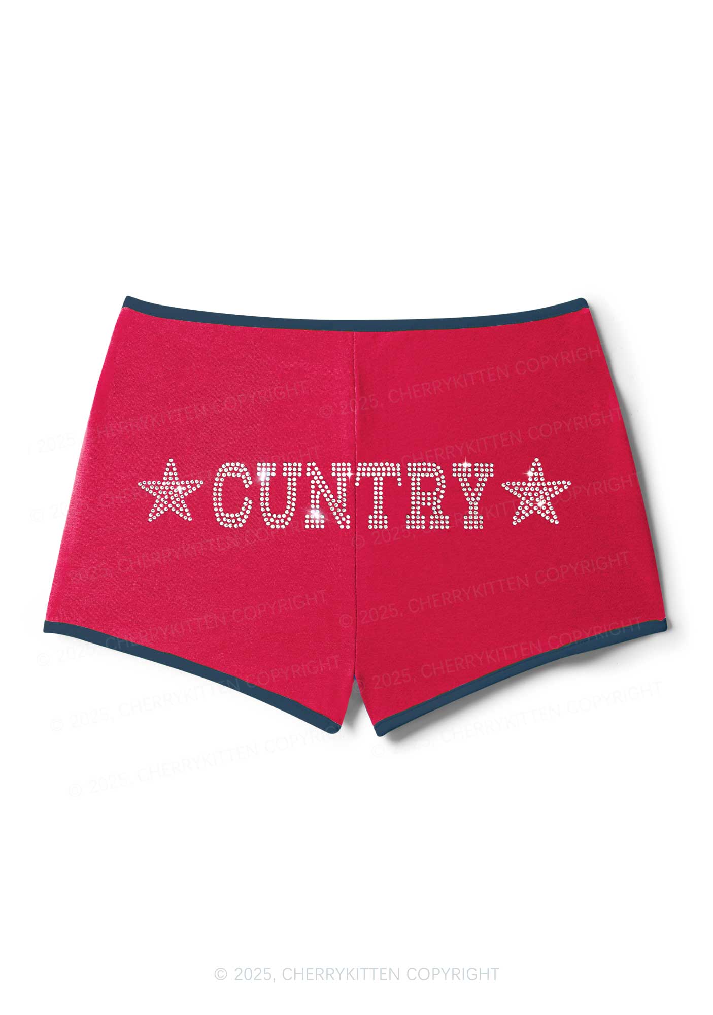 Rhinestone Cuntry Y2K Booty Shorts Cherrykitten