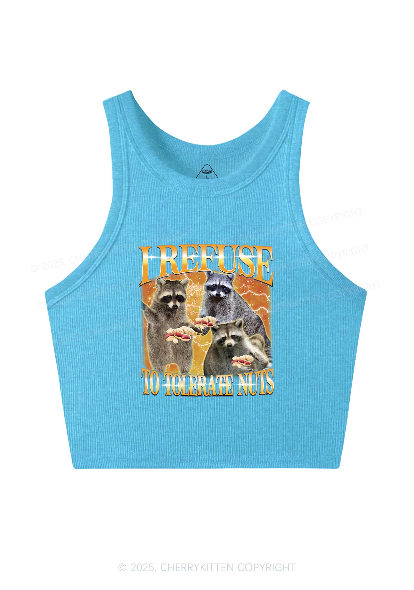 Retro Raccoon Nuts Y2K Crop Tank Top Cherrykitten