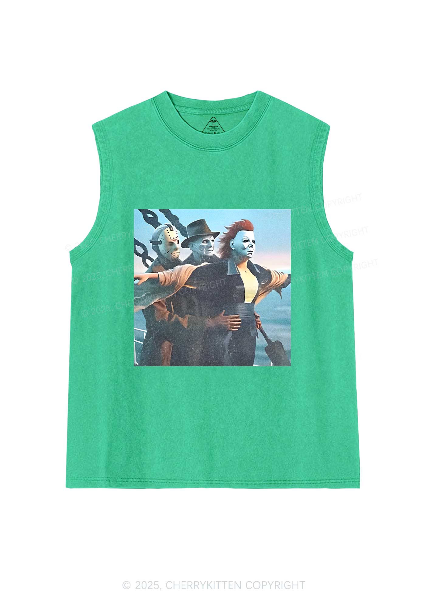 Halloween Horror Characters Y2K Washed Muscle Tank Cherrykitten