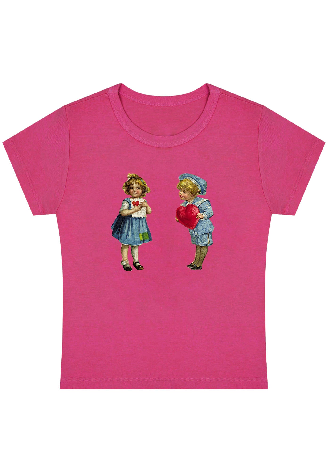 Curvy Boys Girls Red Hearts Baby Tee