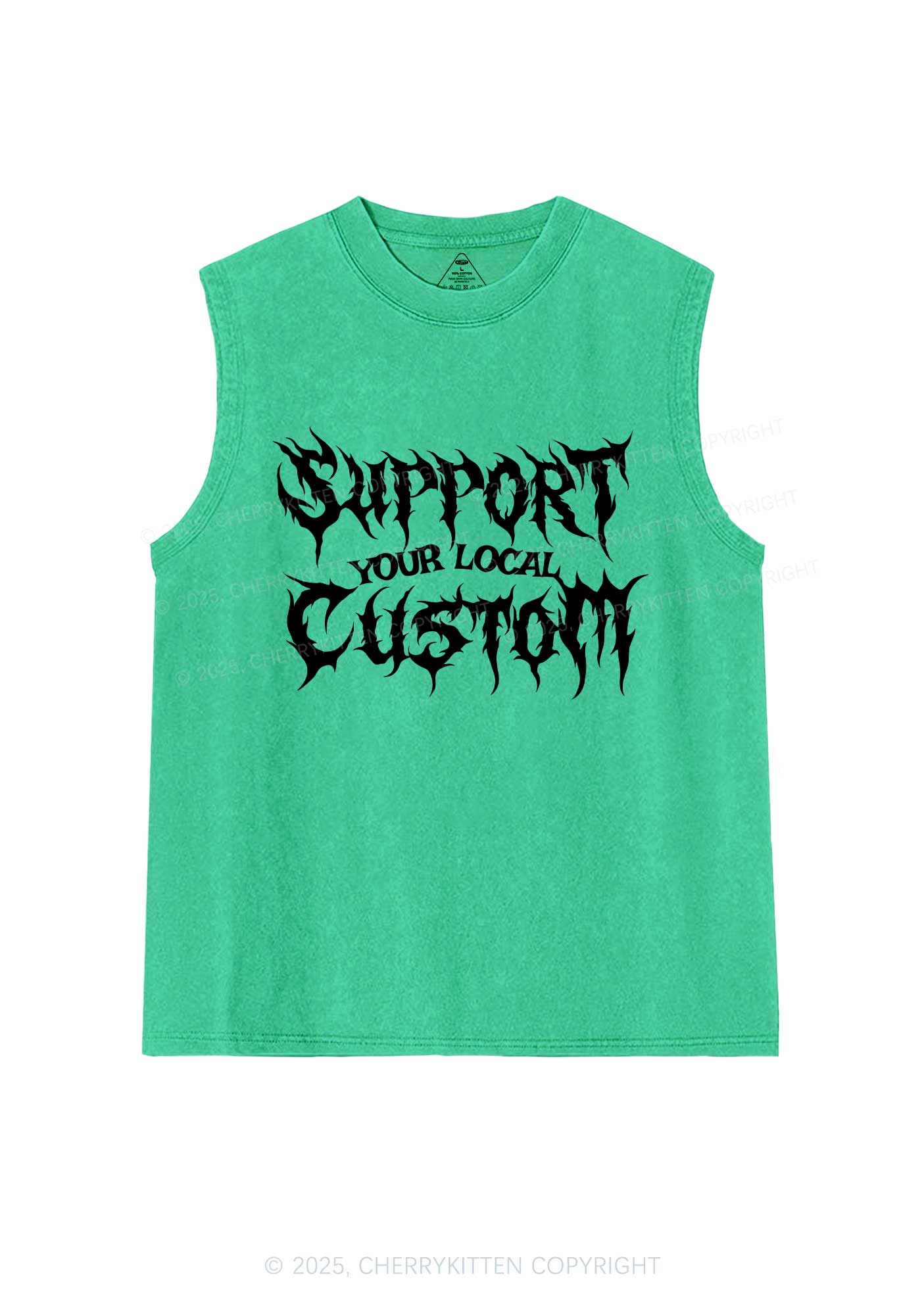 Custom Support Your Local Y2K Washed Muscle Tank Cherrykitten