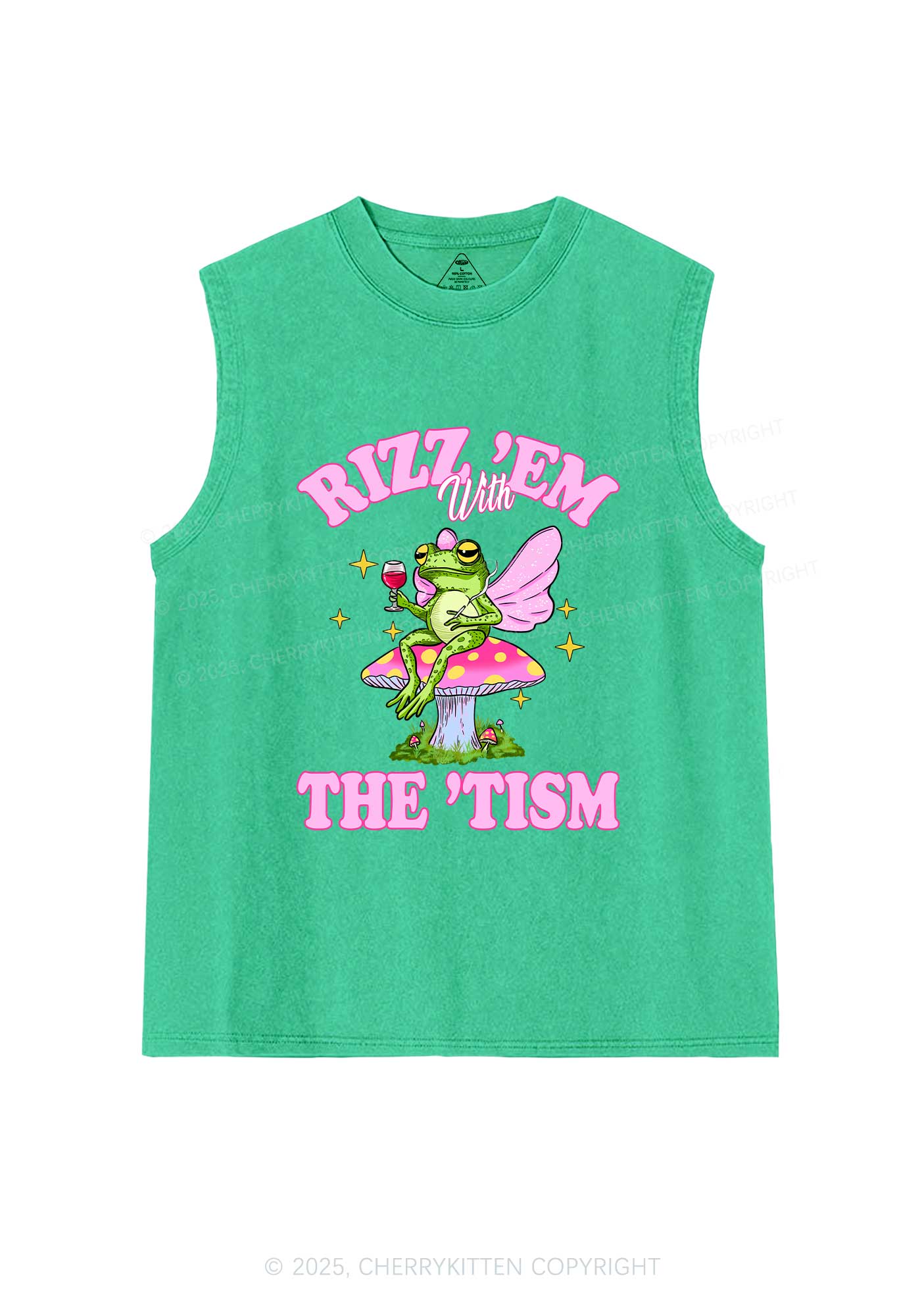 Fairy Frog Rizz Tism Y2K Washed Muscle Tank Cherrykitten