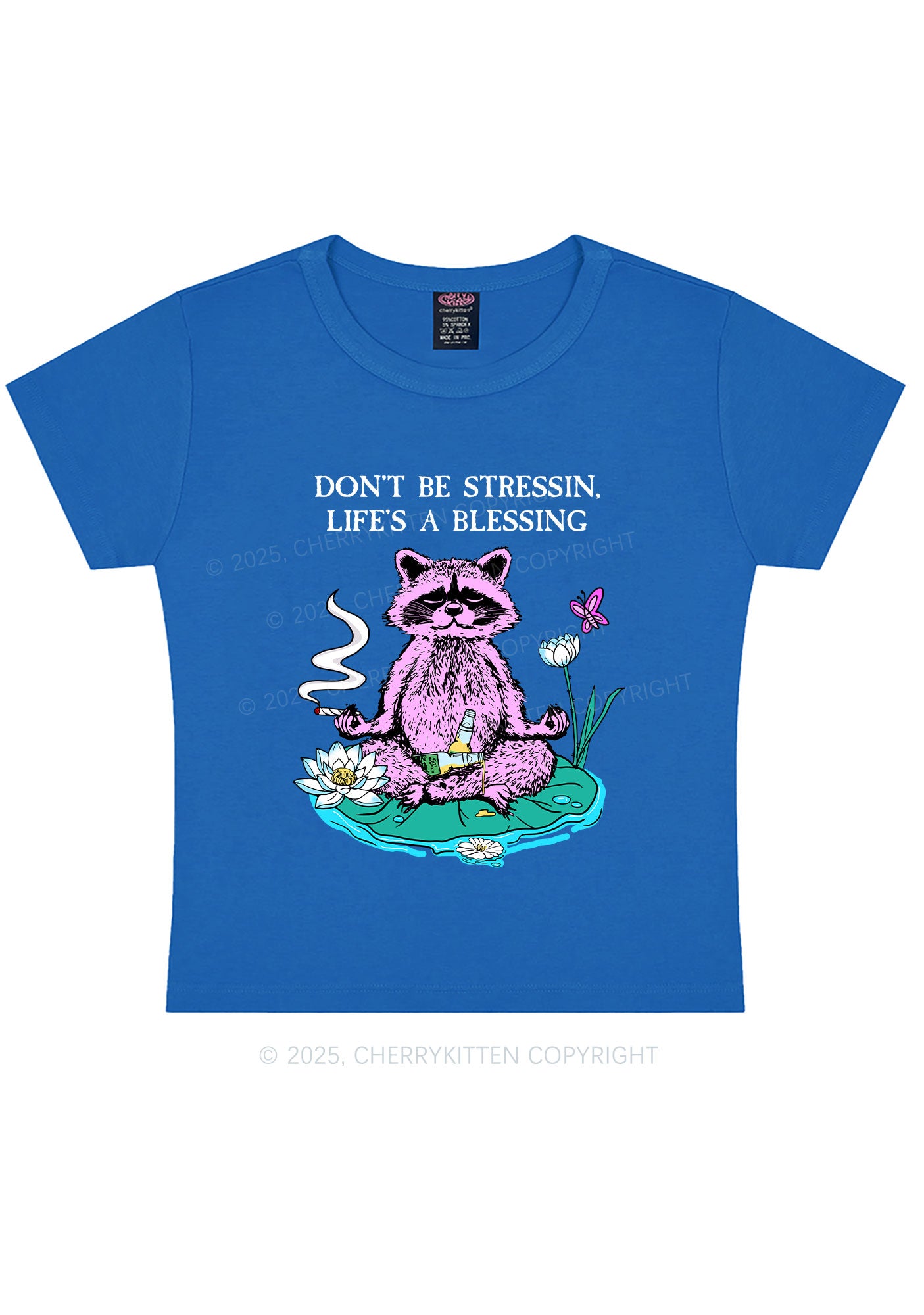 Dont Stress Raccoon Y2K Baby Tee Cherrykitten
