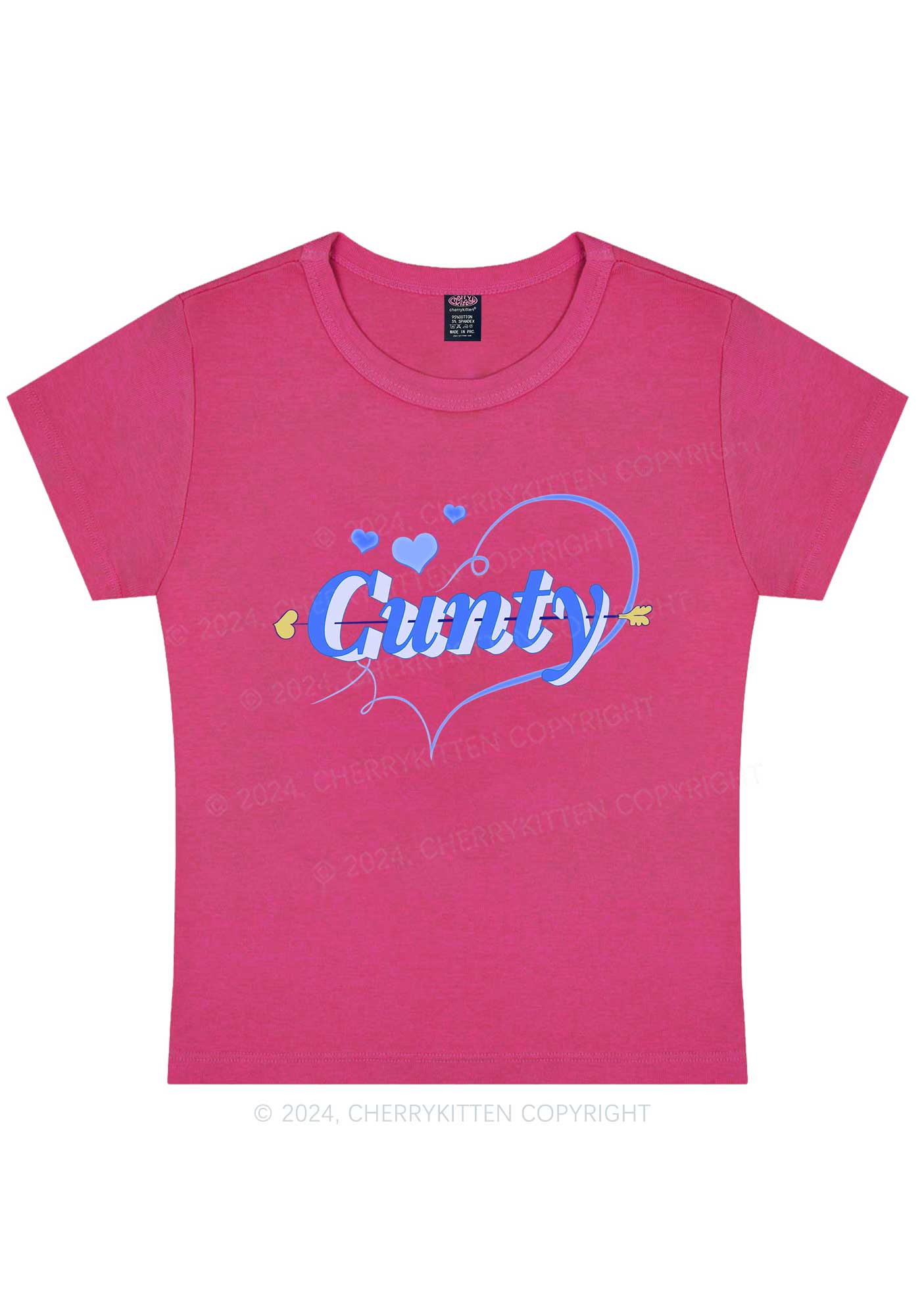Cunty Pink Heart Y2K Valentine's Day Baby Tee Cherrykitten