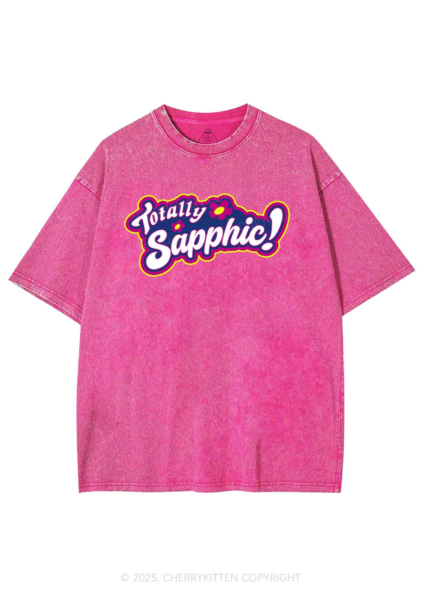 Totally Sapphic Pride Y2K Shirts Washed Tee Cherrykitten