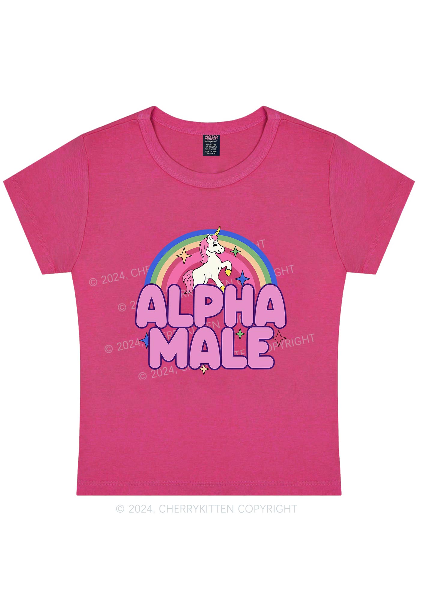 Curvy Rainbow Unicorn Alpha Male Y2K Baby Tee Cherrykitten