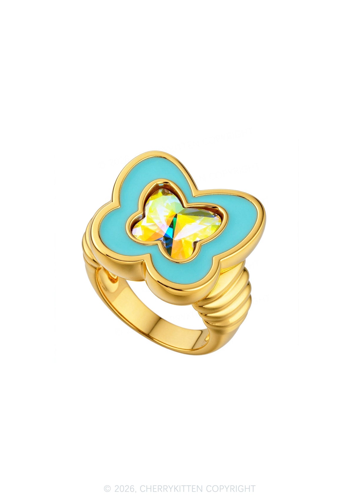 Blue Butterfly Y2K Rings Cherrykitten