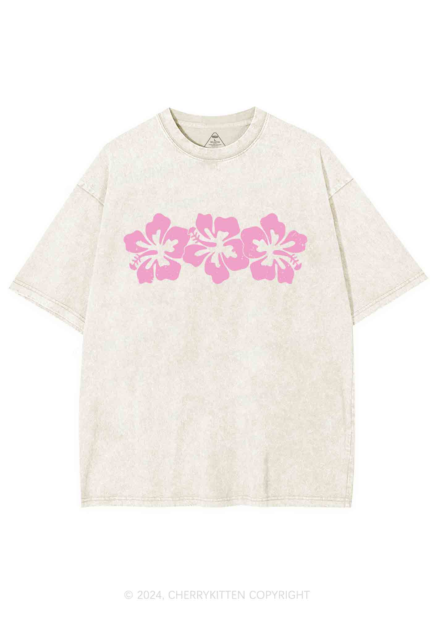 Vintage Hibiscus Flower Y2K Washed Tee Cherrykitten