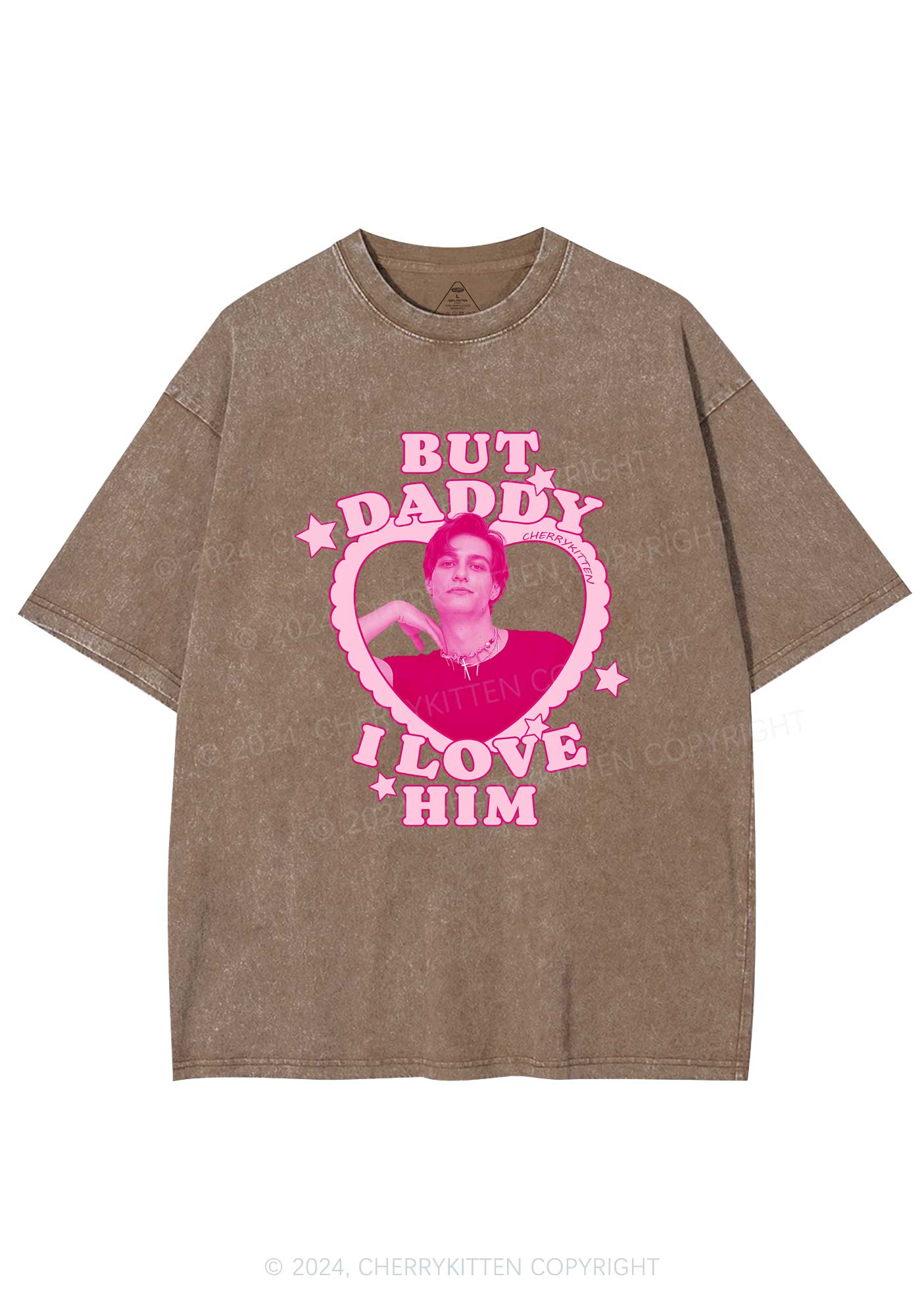 Custom I Love Him Photo Y2K Valentine's Day Washed Tee Cherrykitten