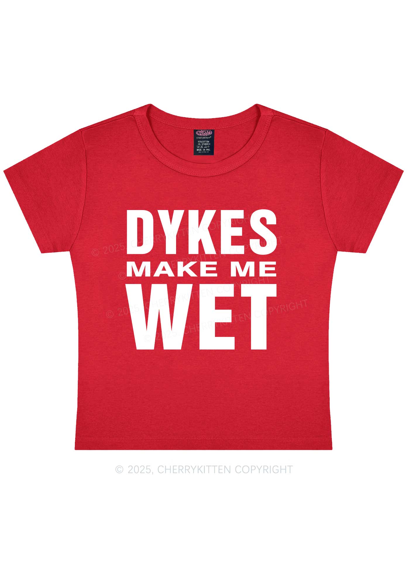 Dykes Make Me Wet Pride Y2K Baby Tee Cherrykitten
