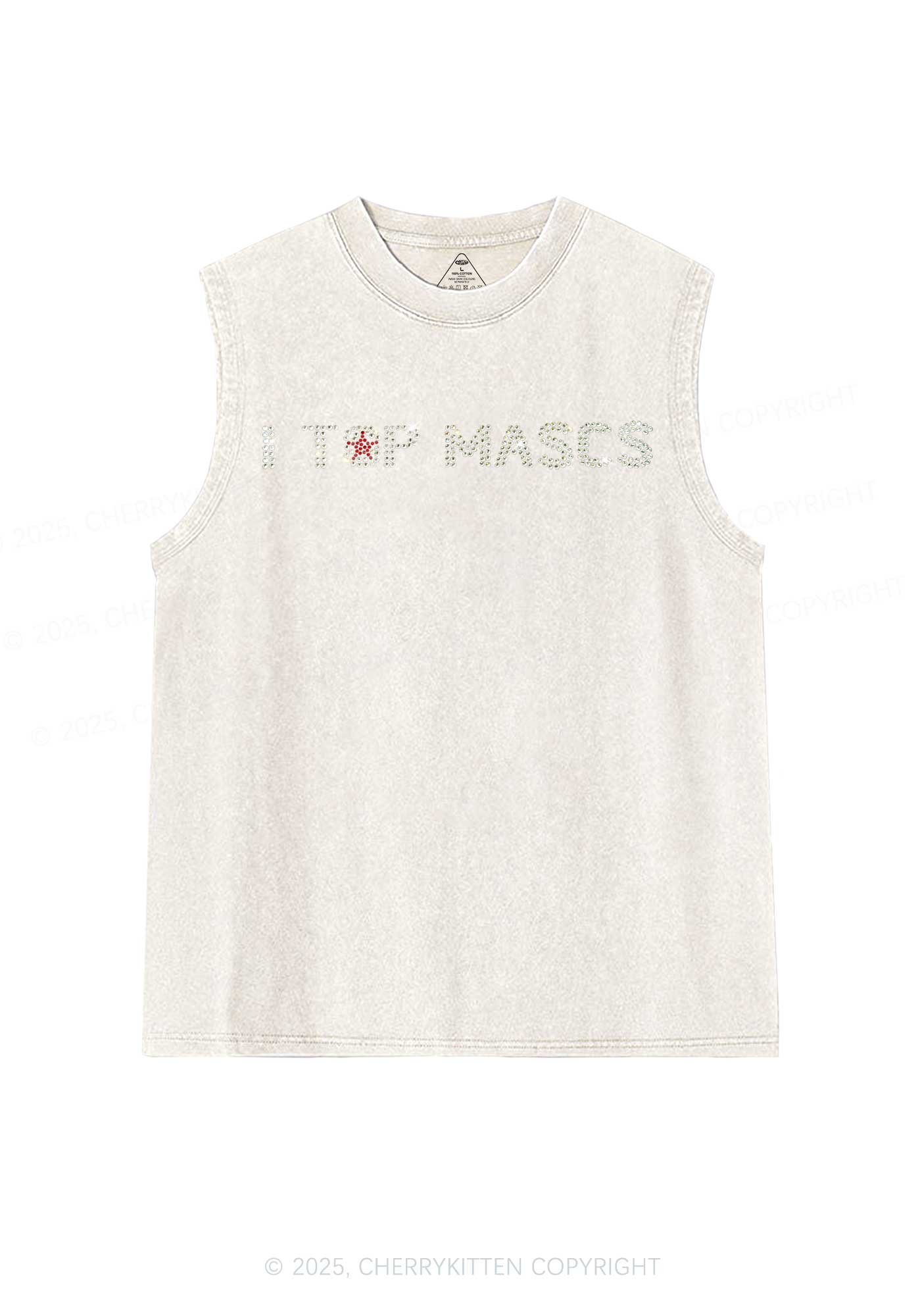Rhinestone I Top Mascs Pride Y2K Washed Muscle Tank Cherrykitten
