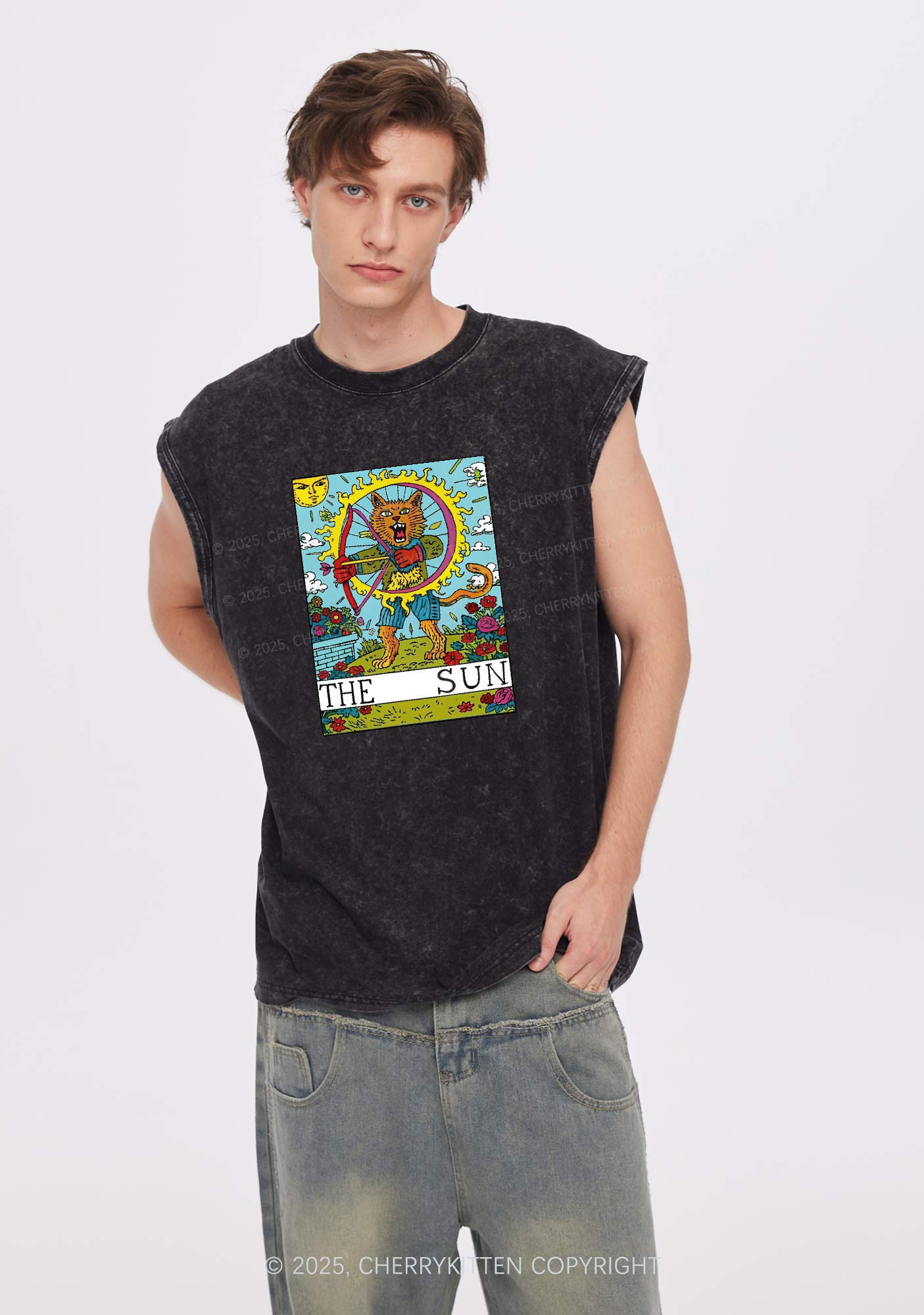 The Sun Cat Y2K Washed Tank Cherrykitten