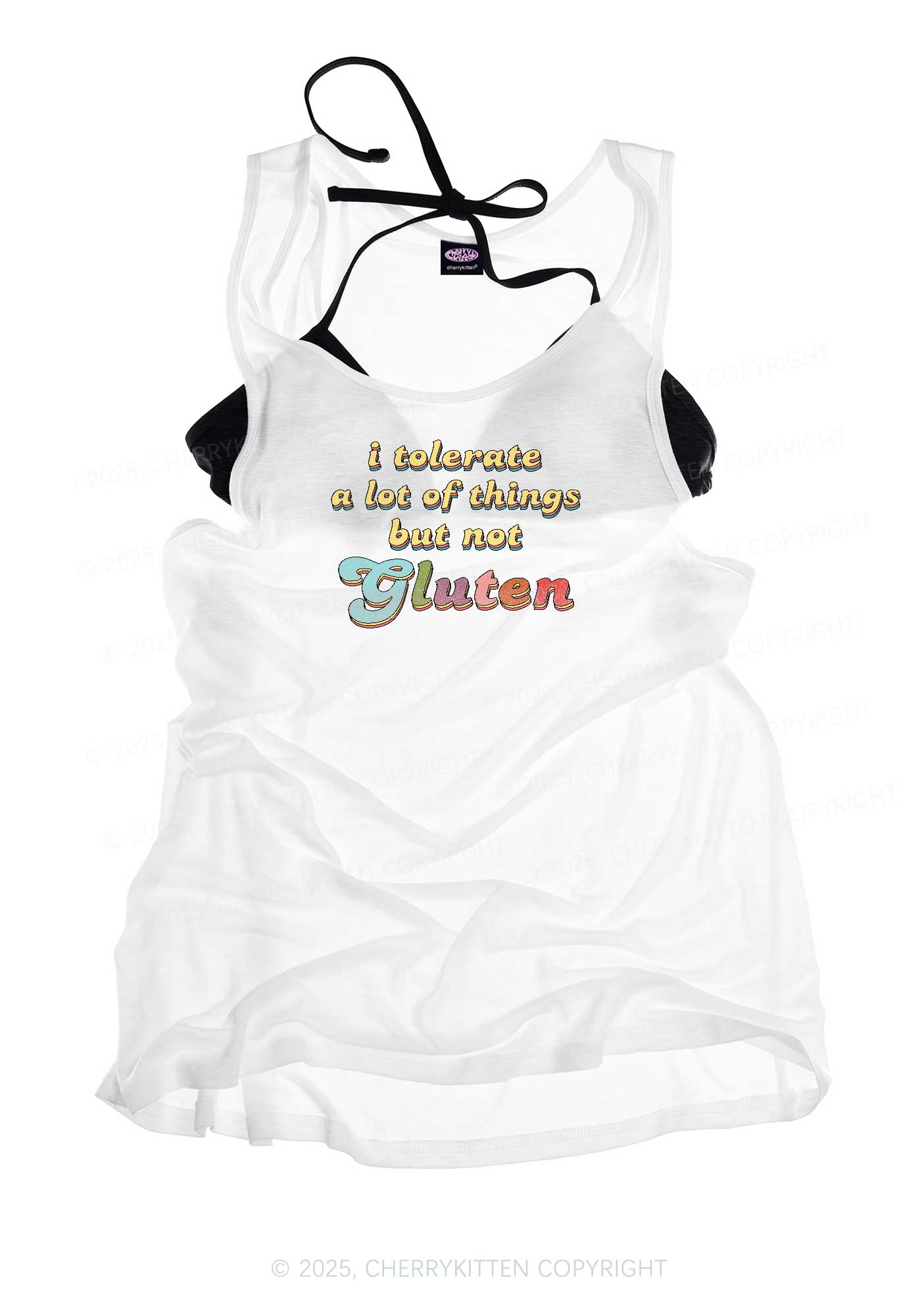 Tolerate Gluten Y2K Sheer Boyfriend Tank Cherrykitten