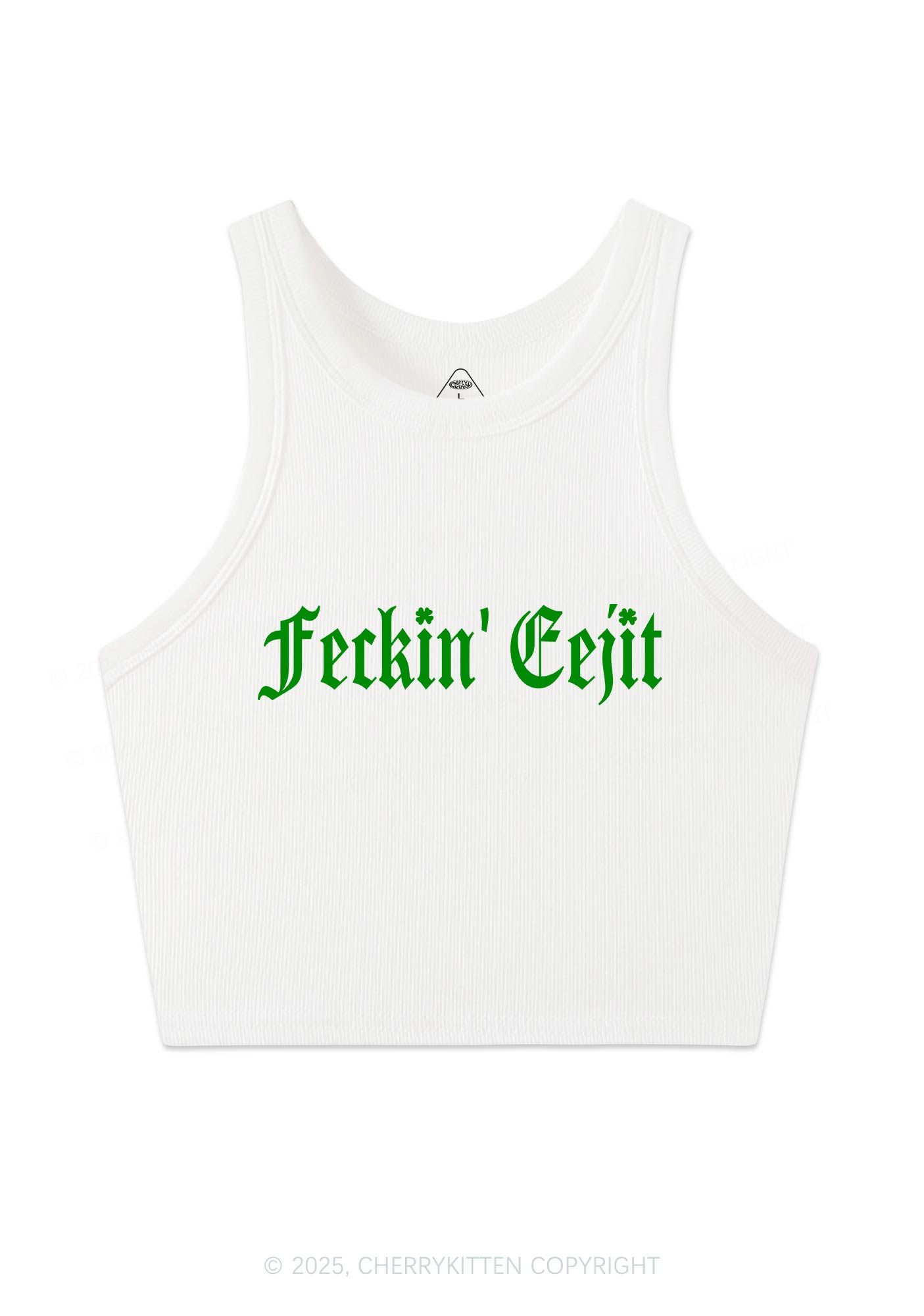 Feckin Eejit St Patricks Y2K Crop Tank Top Cherrykitten