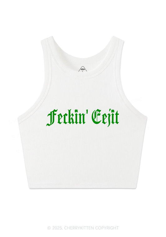 Feckin Eejit St Patricks Y2K Crop Tank Top Cherrykitten
