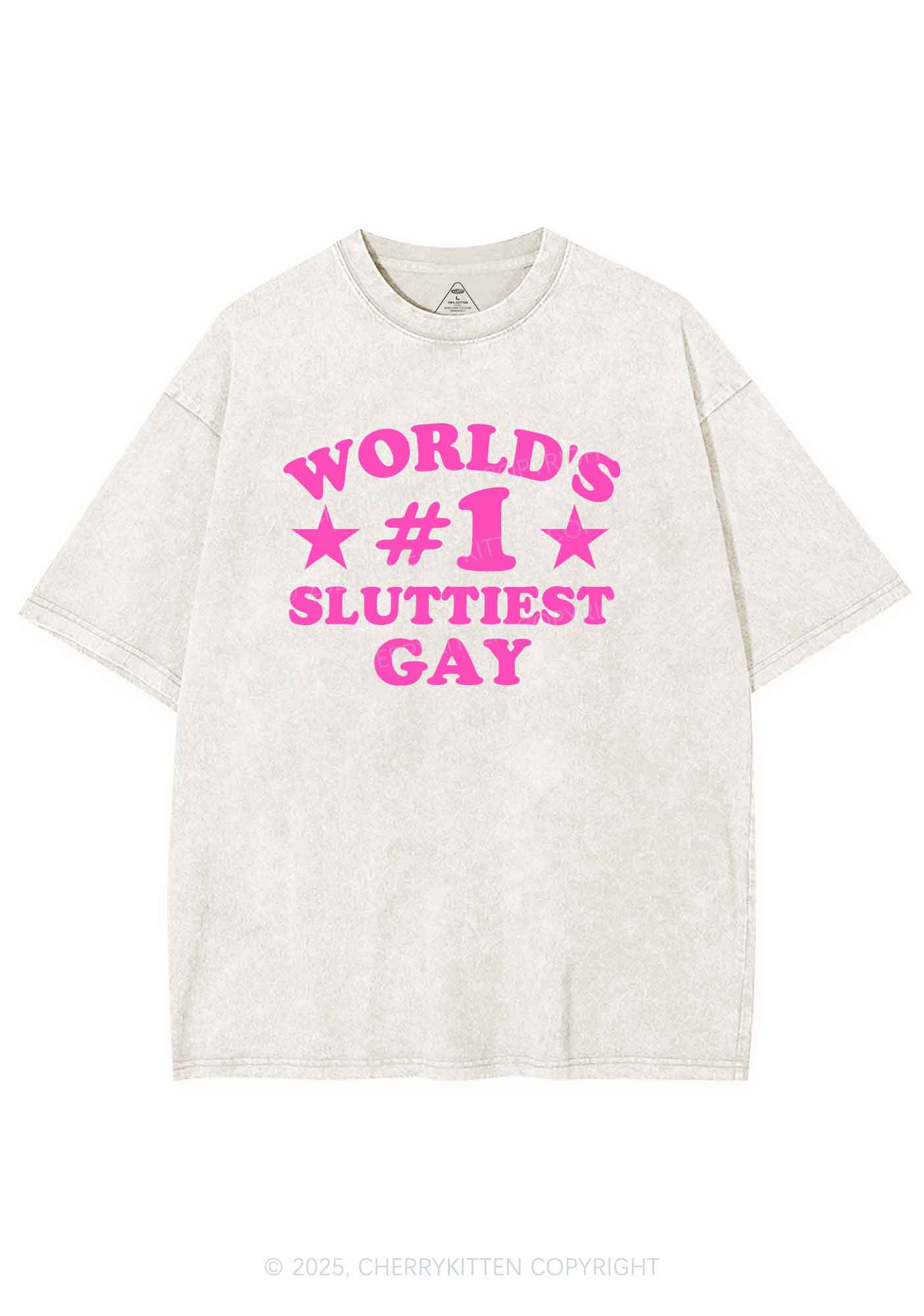 Worlds First Slxttiest Gay Pride Y2K Shirts Washed Tee Cherrykitten
