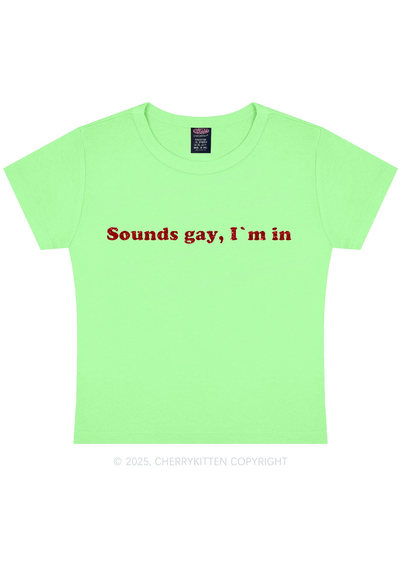Glitter Sounds Gay Pride Y2K Baby Tee Cherrykitten