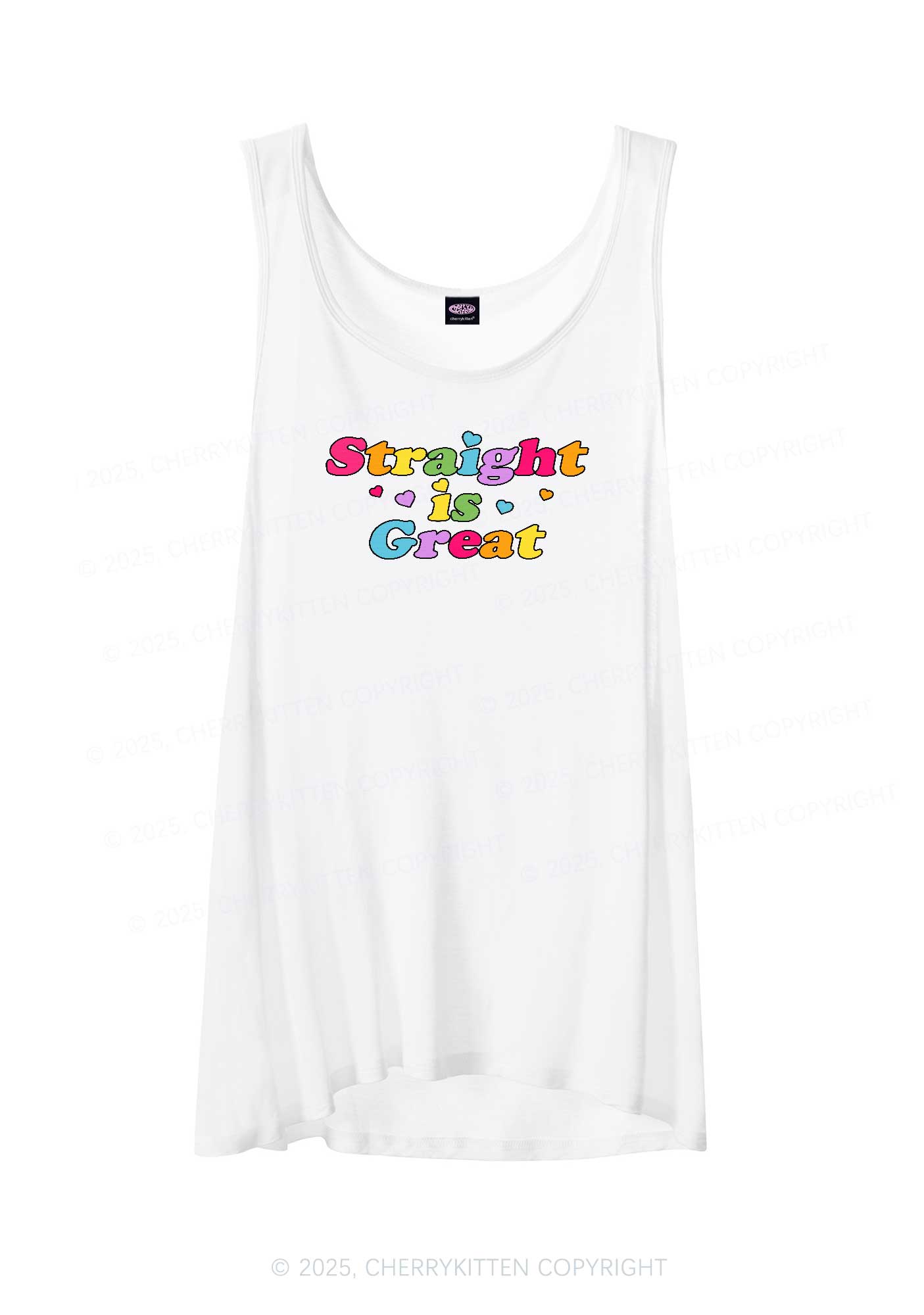 Straight Is Great Pride Y2K Sheer Boyfriend Tank Cherrykitten
