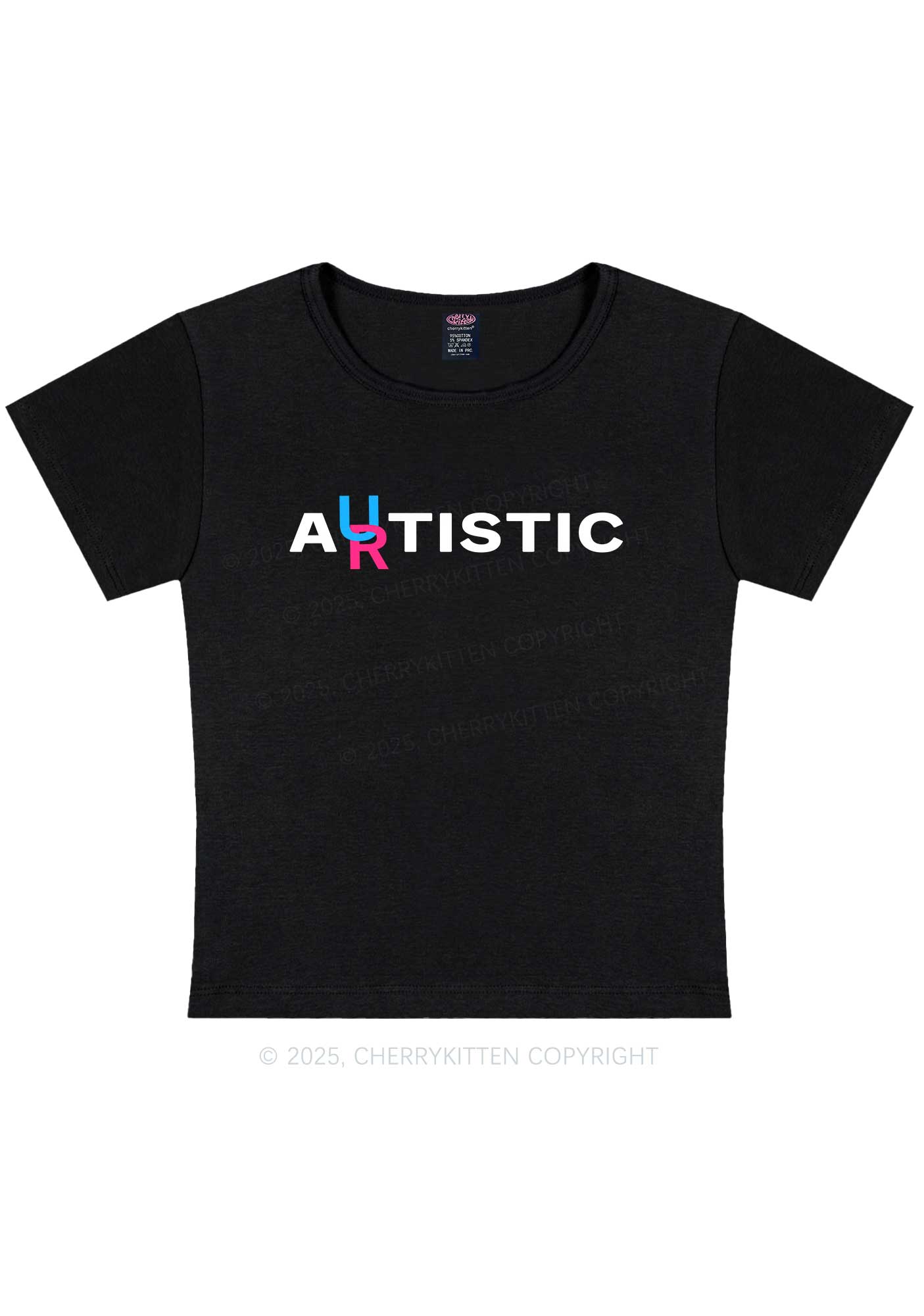 Autistic Artistic Y2K Baby Tee Cherrykitten