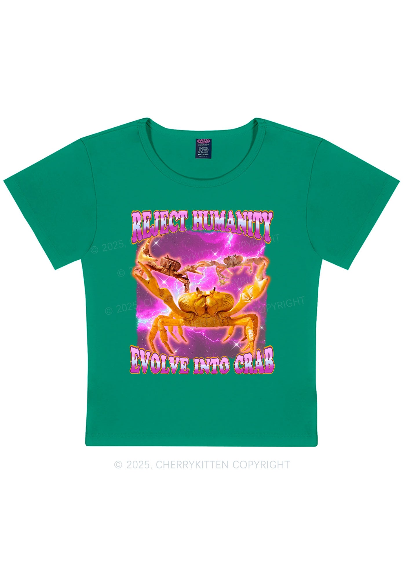 Reject Humanity Crab Y2K Baby Tee Cherrykitten