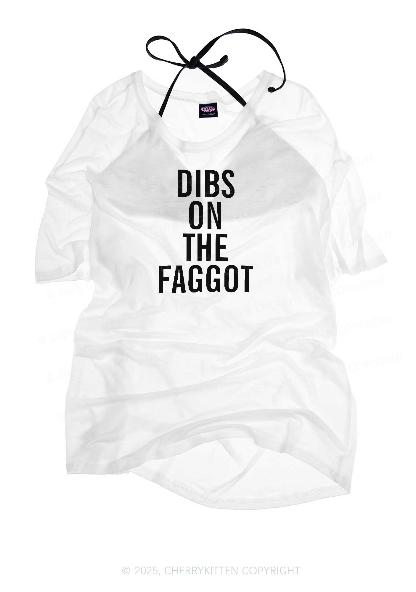 Dibs On The Faggot Pride Y2K Sheer Boyfriend Tee Cherrykitten