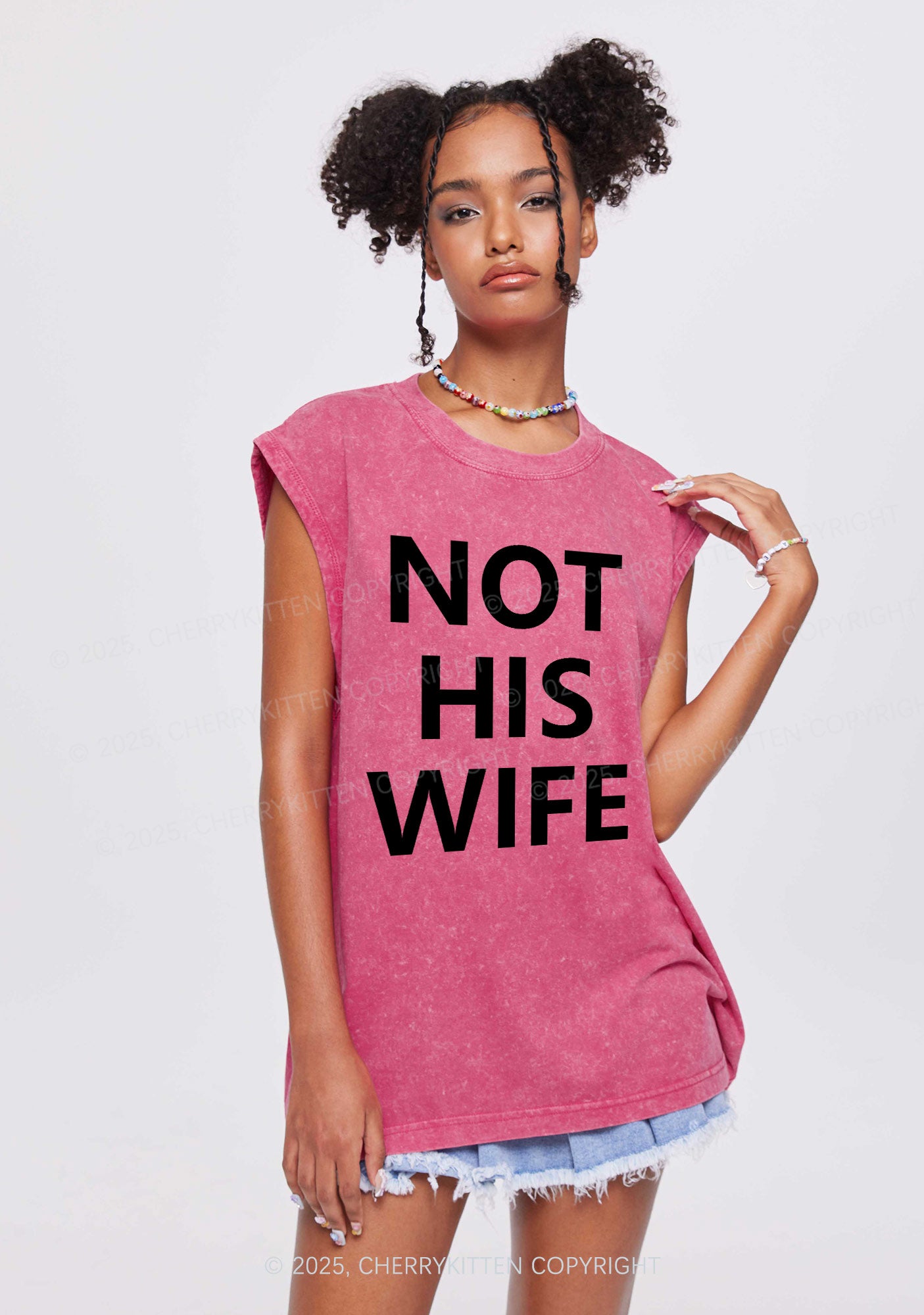 Not His Wife Y2K Washed Muscle Tank Cherrykitten