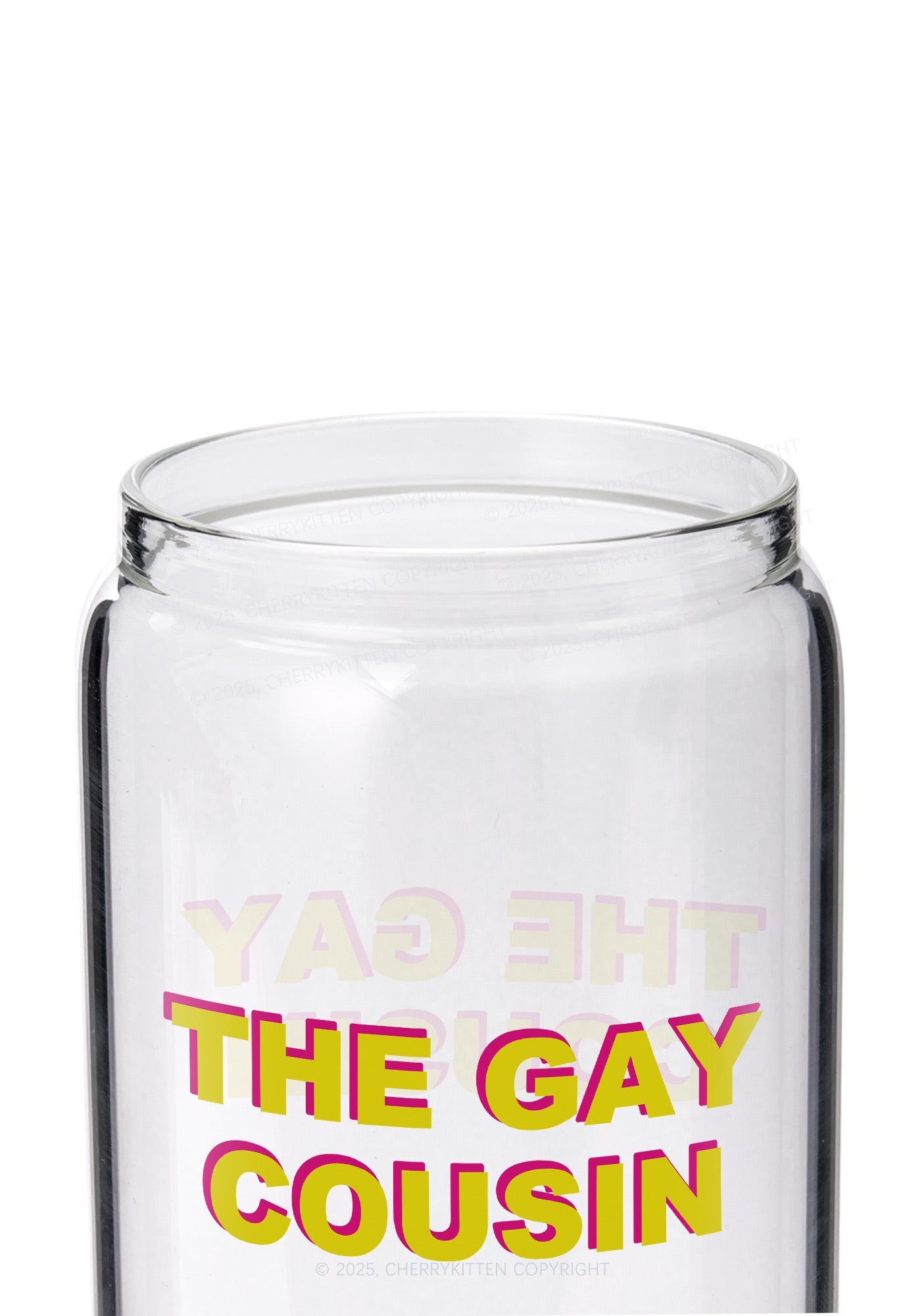 The Gay Cousin Pride Y2K Printed Glass Cup Cherrykitten