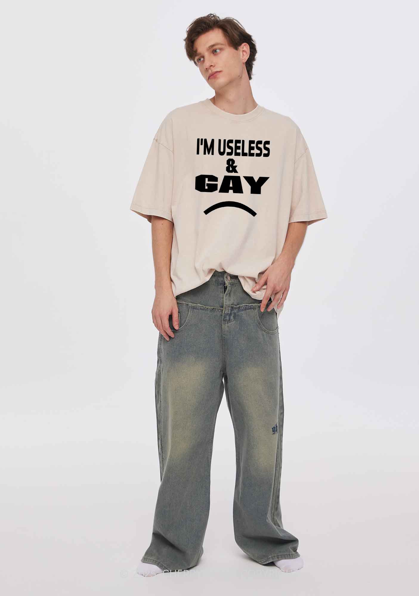 Useless Gay Pride Y2K Shirts Washed Tee Cherrykitten